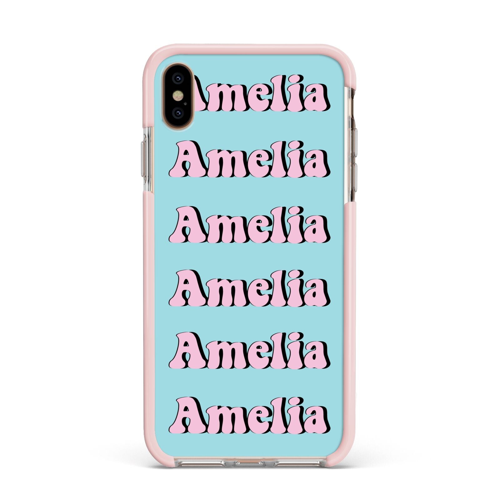 Personalised Hippie Apple iPhone Xs Max Impact Case Pink Edge on Gold Phone