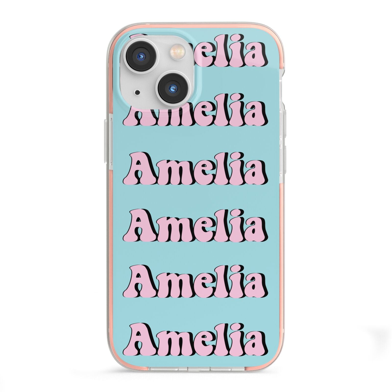 Personalised Hippie iPhone 13 Mini TPU Impact Case with Pink Edges