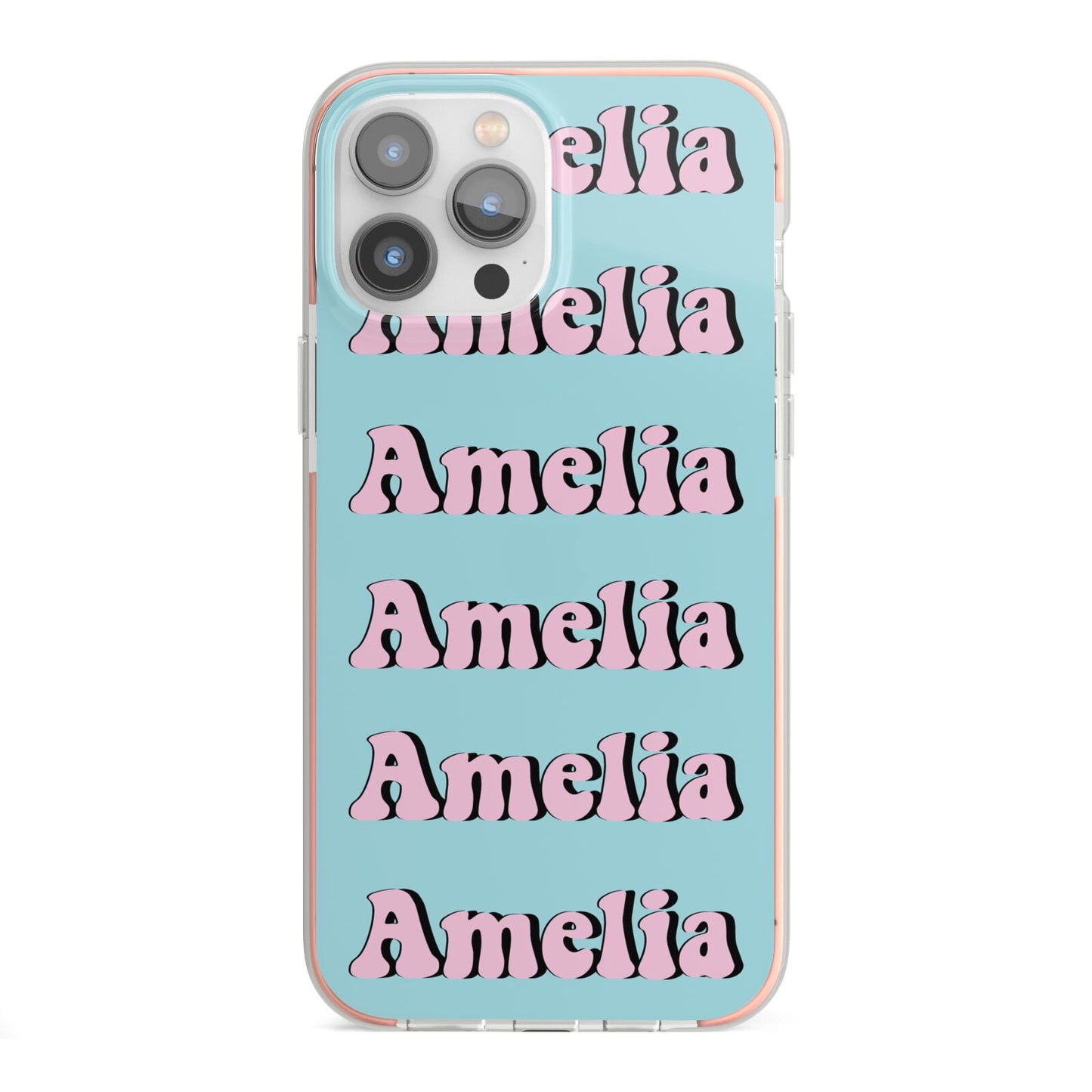 Personalised Hippie iPhone 13 Pro Max TPU Impact Case with Pink Edges