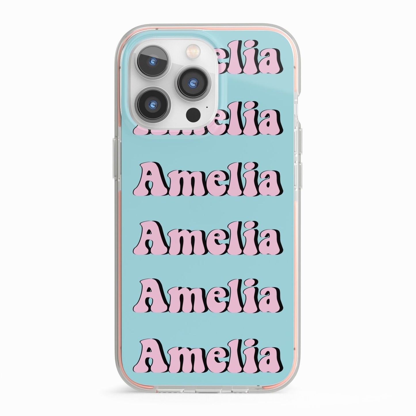 Personalised Hippie iPhone 13 Pro TPU Impact Case with Pink Edges