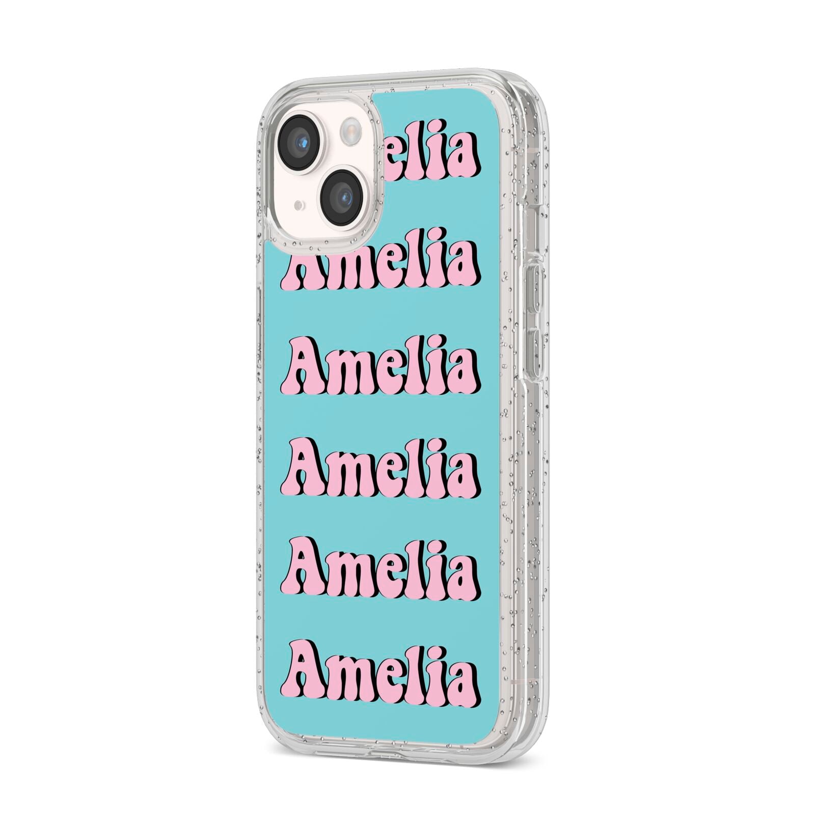 Personalised Hippie iPhone 14 Glitter Tough Case Starlight Angled Image