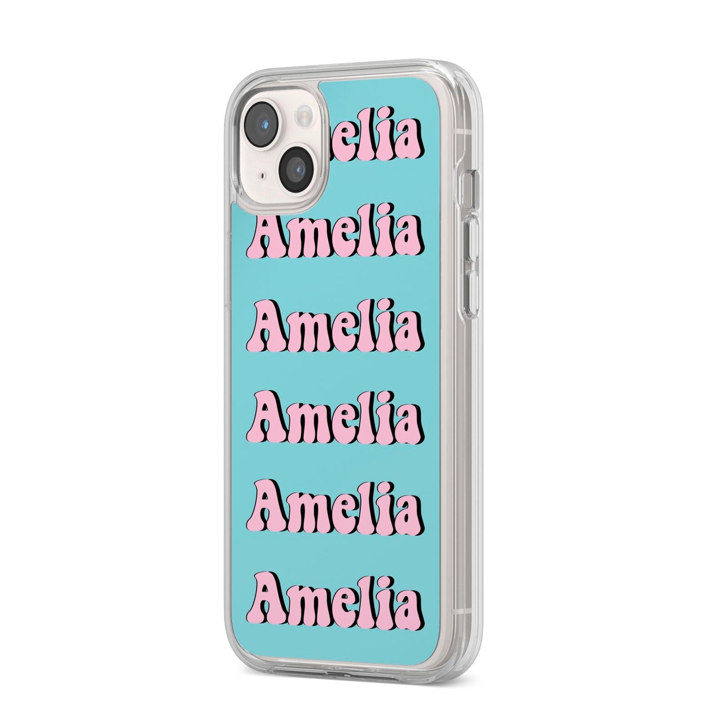 Personalised Hippie iPhone 14 Plus Clear Tough Case Starlight Angled Image