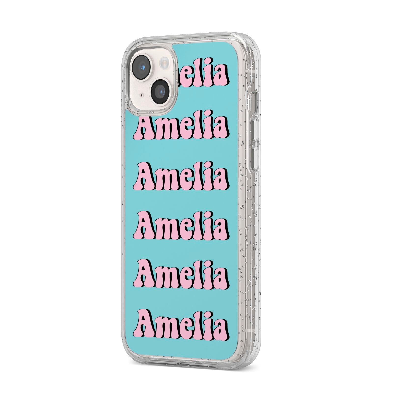 Personalised Hippie iPhone 14 Plus Glitter Tough Case Starlight Angled Image