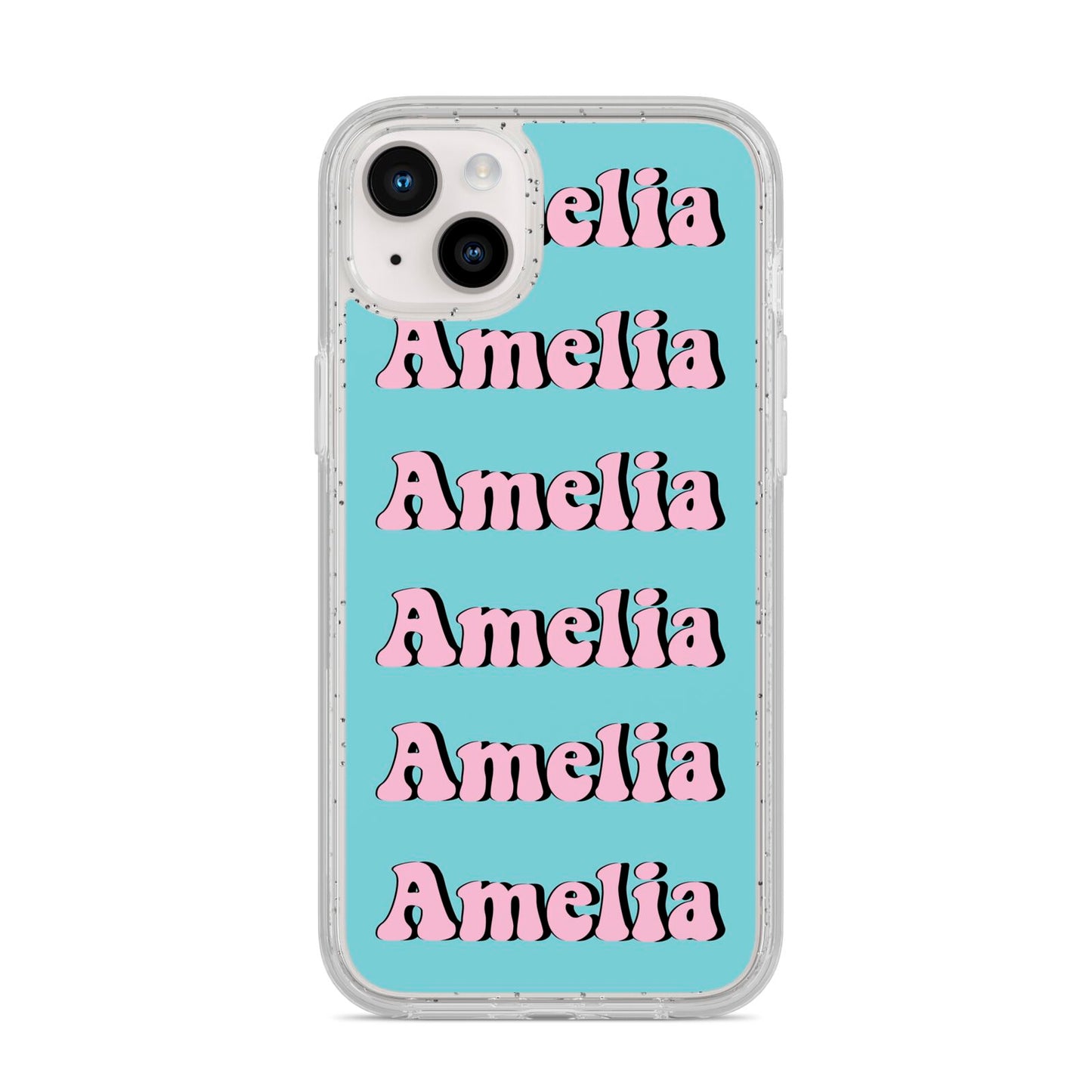 Personalised Hippie iPhone 14 Plus Glitter Tough Case Starlight