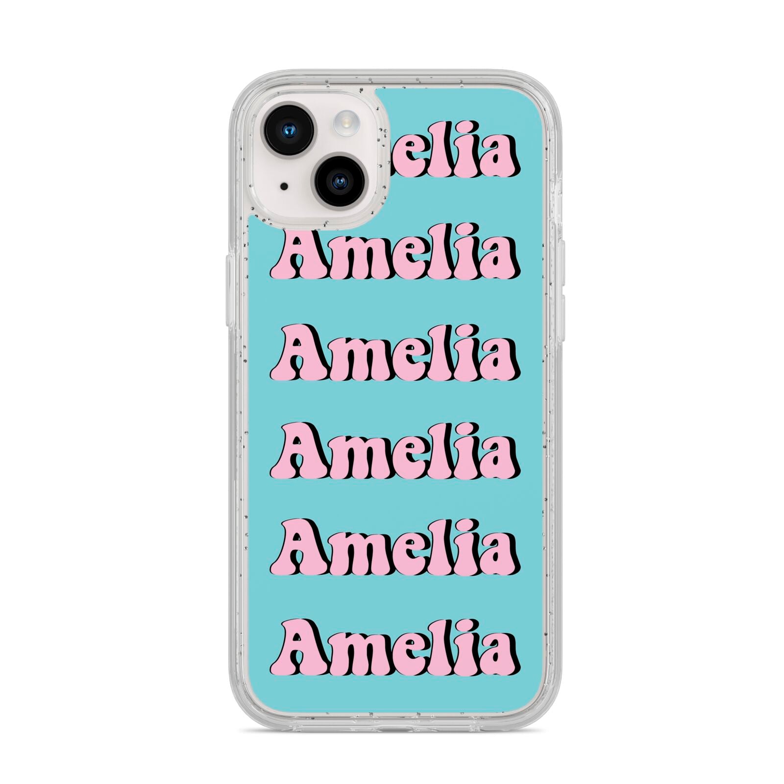 Personalised Hippie iPhone 14 Plus Glitter Tough Case Starlight