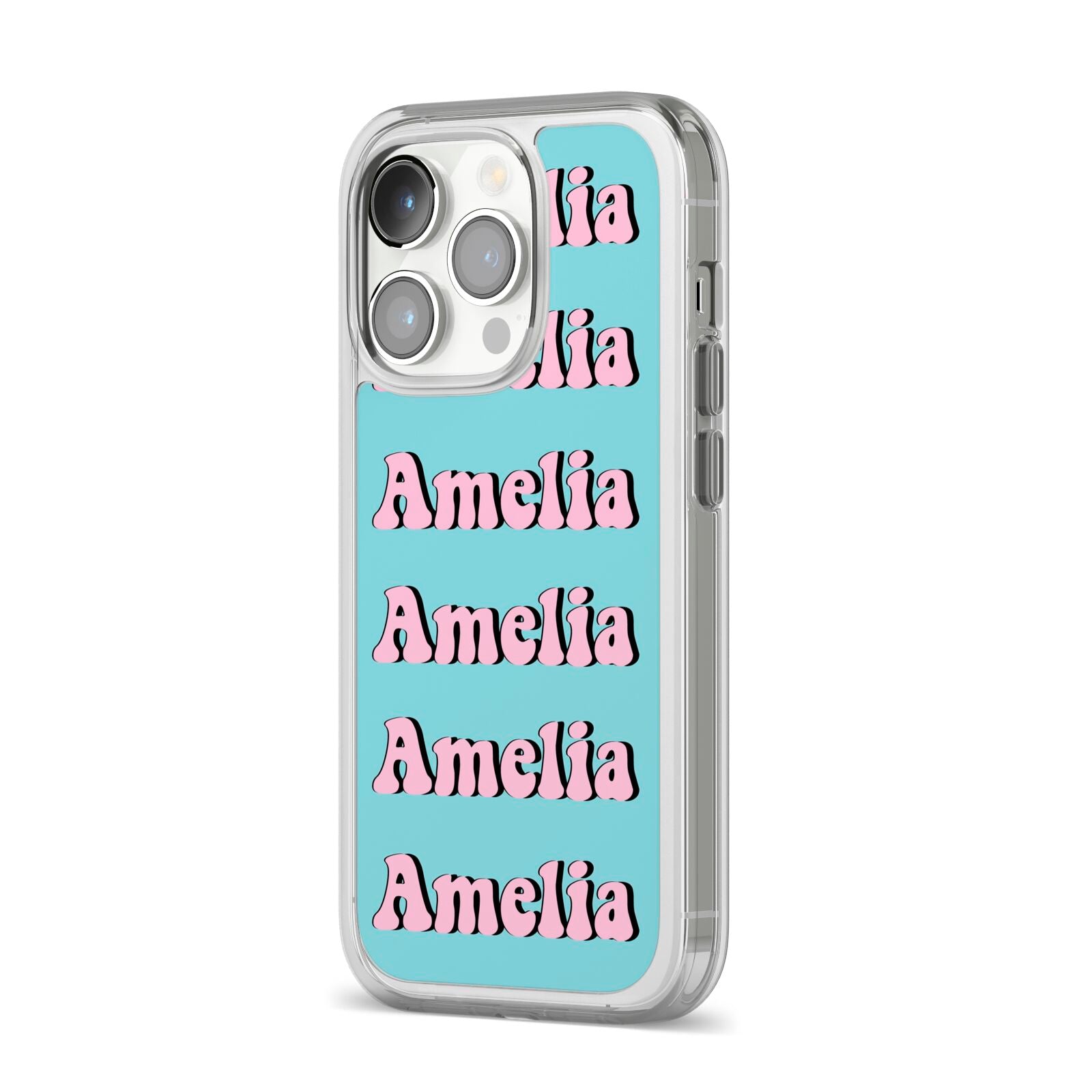 Personalised Hippie iPhone 14 Pro Clear Tough Case Silver Angled Image