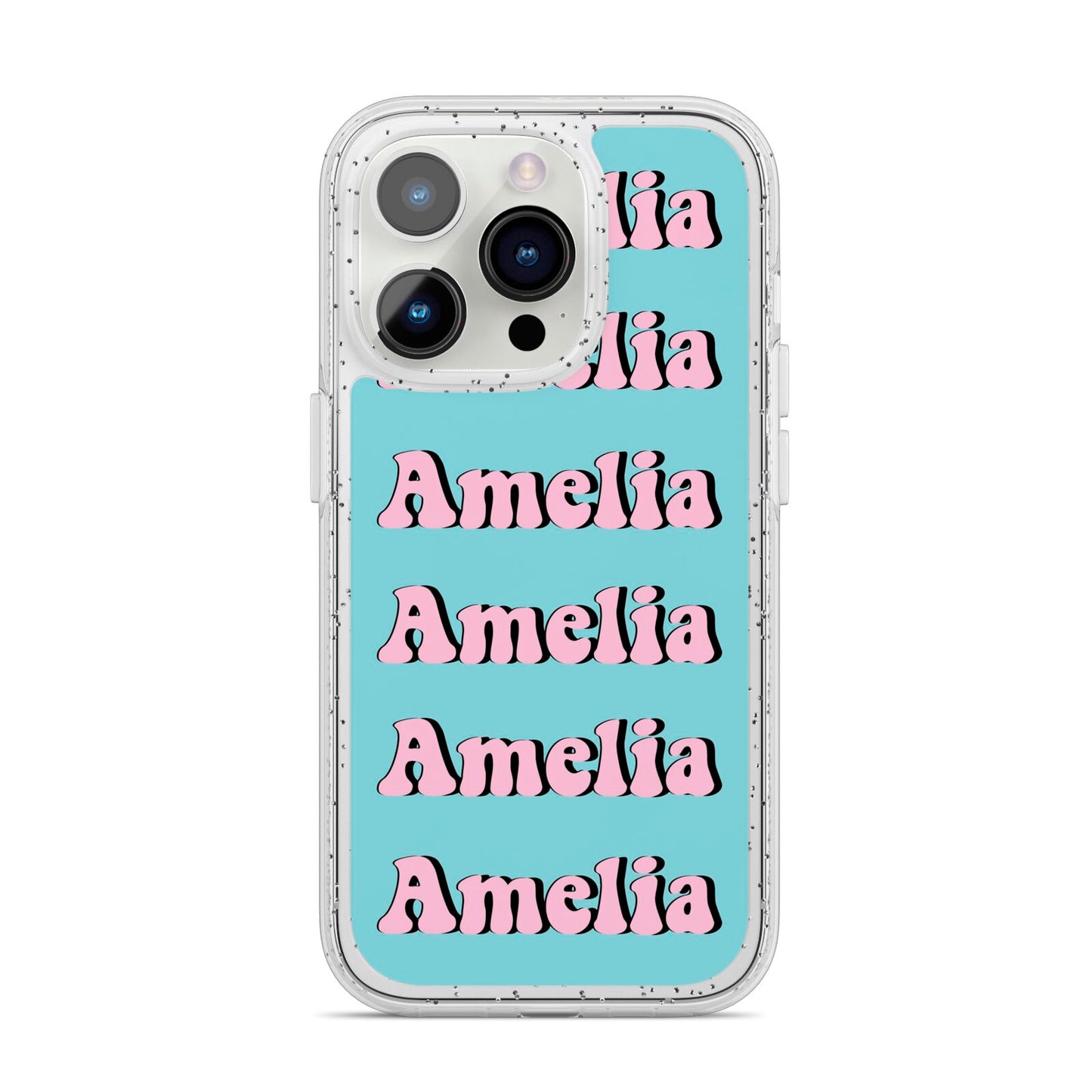 Personalised Hippie iPhone 14 Pro Glitter Tough Case Silver