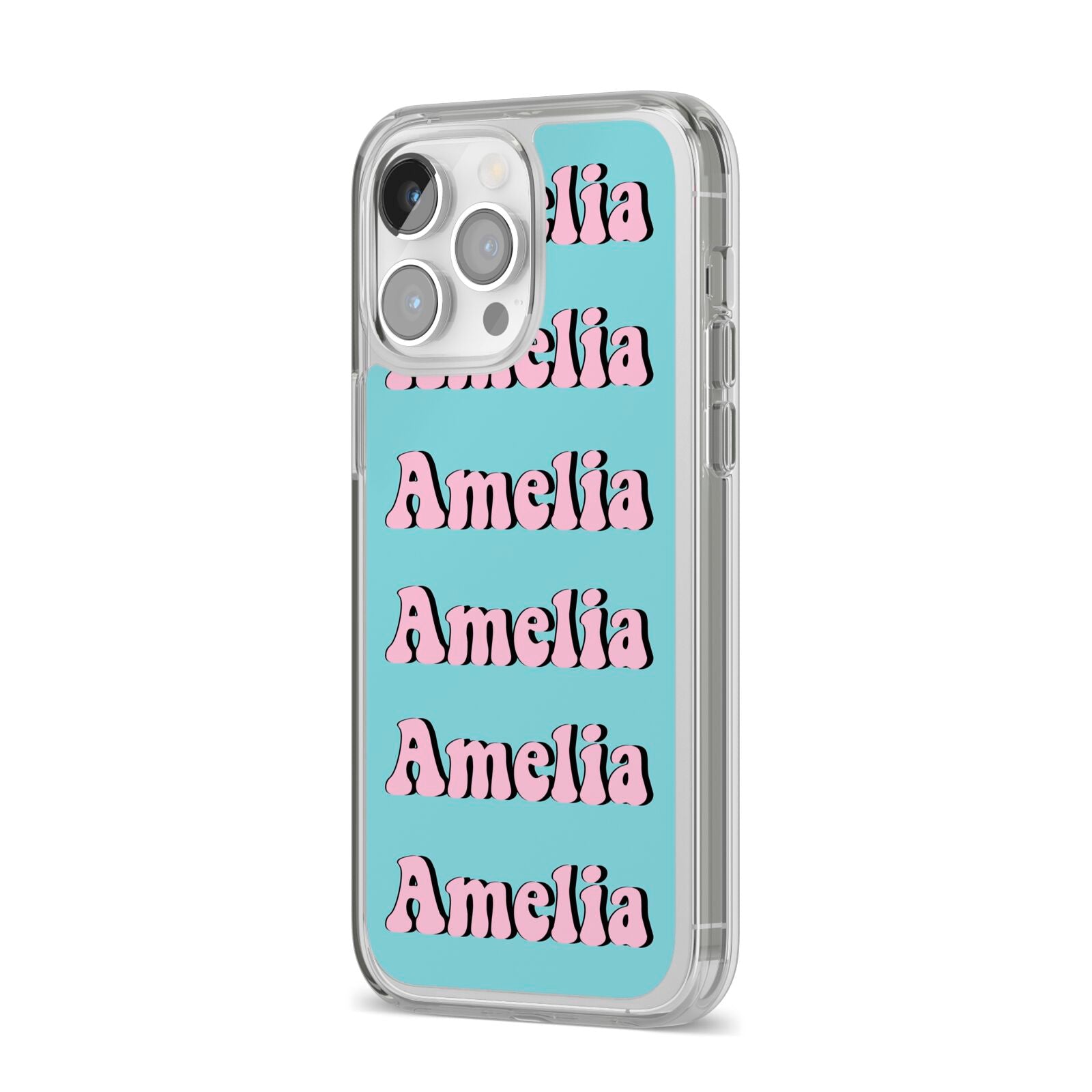 Personalised Hippie iPhone 14 Pro Max Clear Tough Case Silver Angled Image