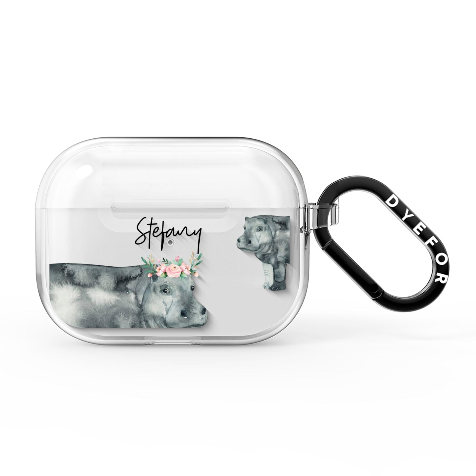 Personalised Hippopotamus AirPods Pro Clear Case