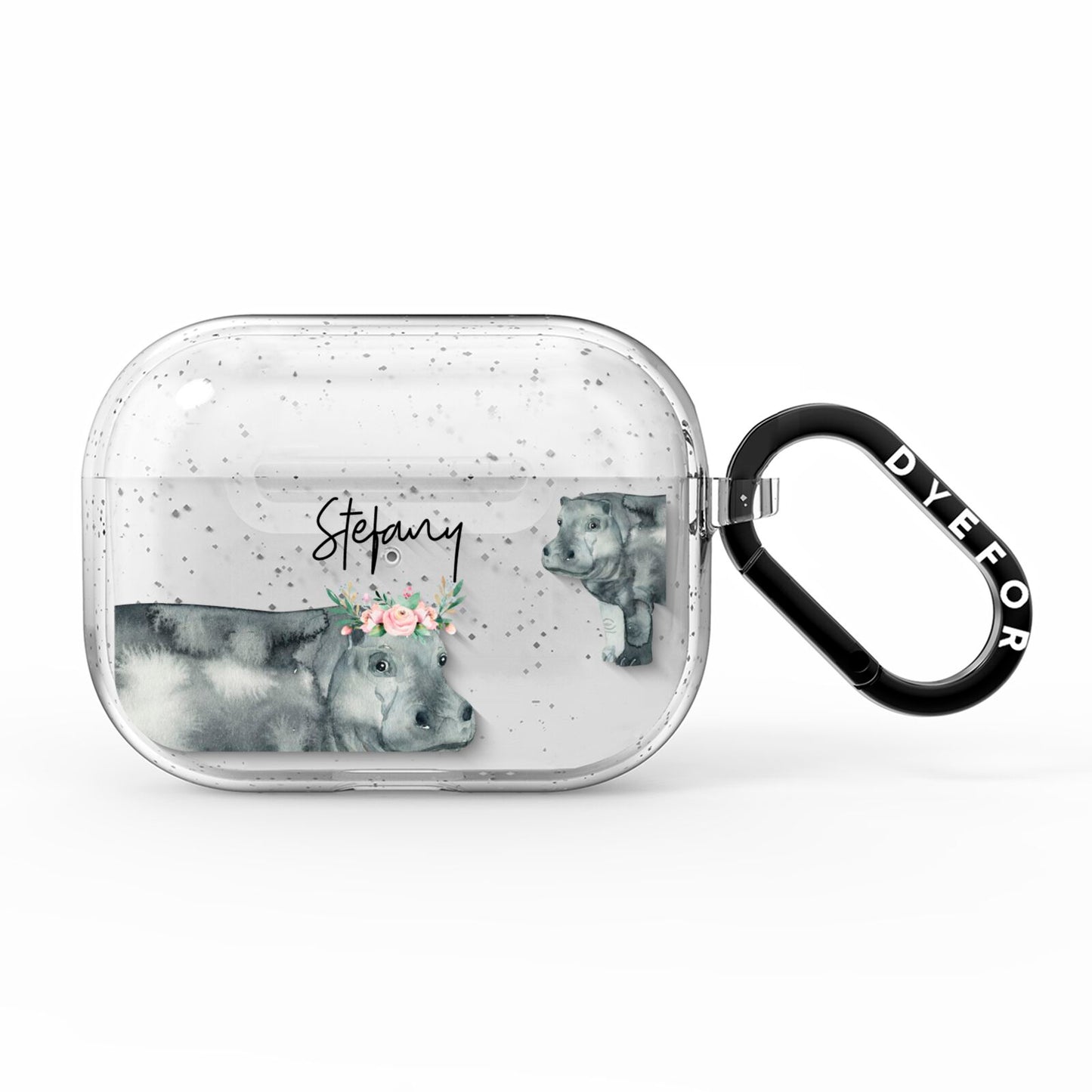 Personalised Hippopotamus AirPods Pro Glitter Case