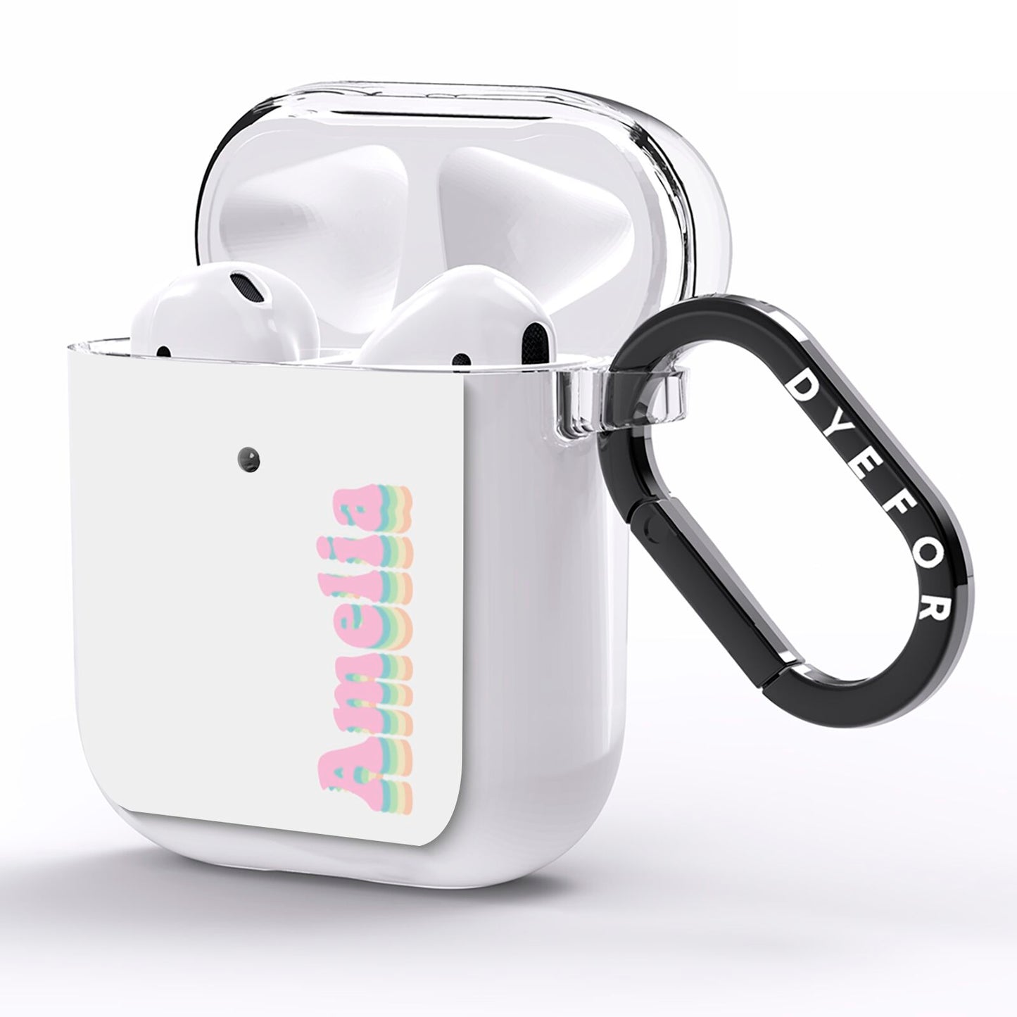 Personalised Hippy Name AirPods Clear Case Side Image