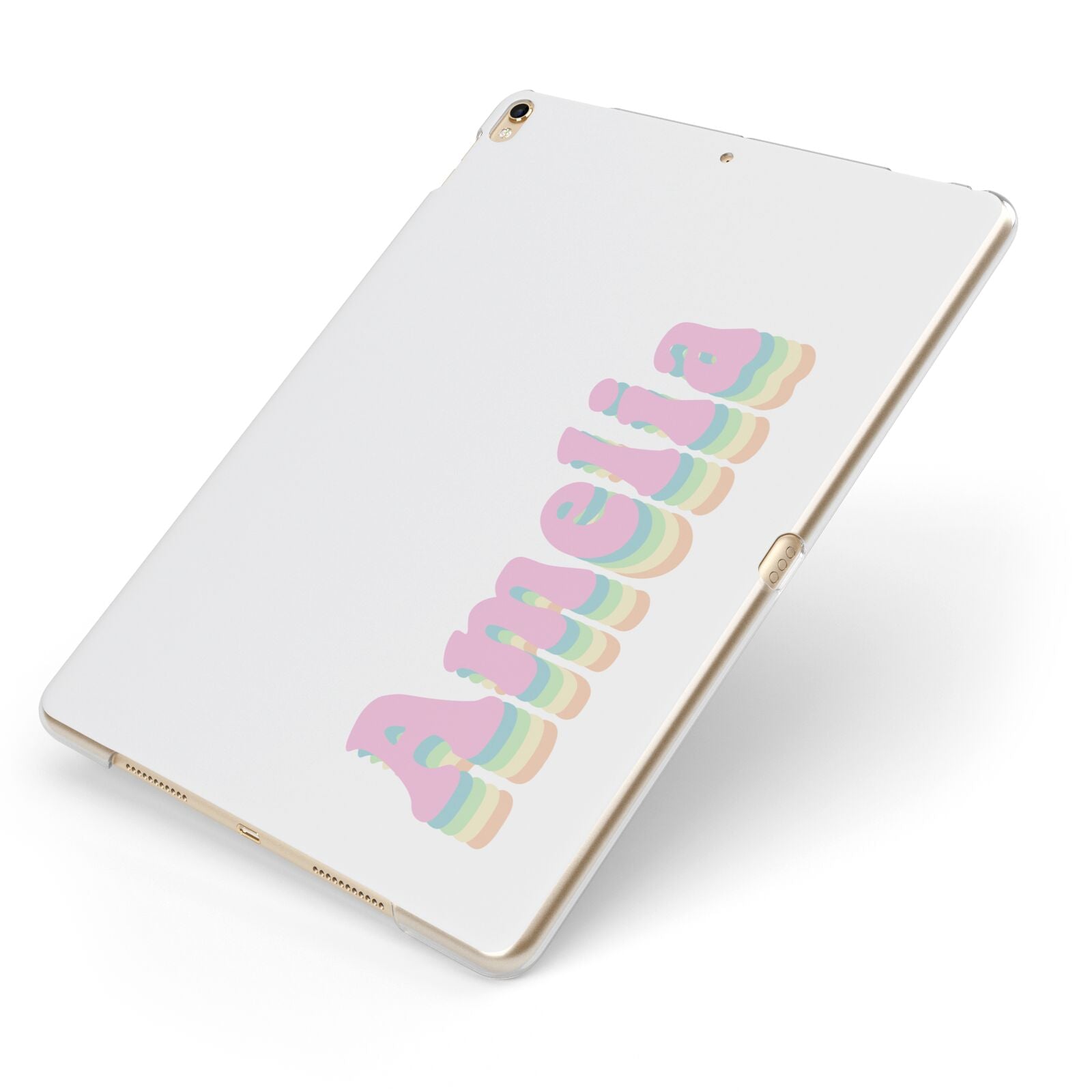 Personalised Hippy Name Apple iPad Case on Gold iPad Side View