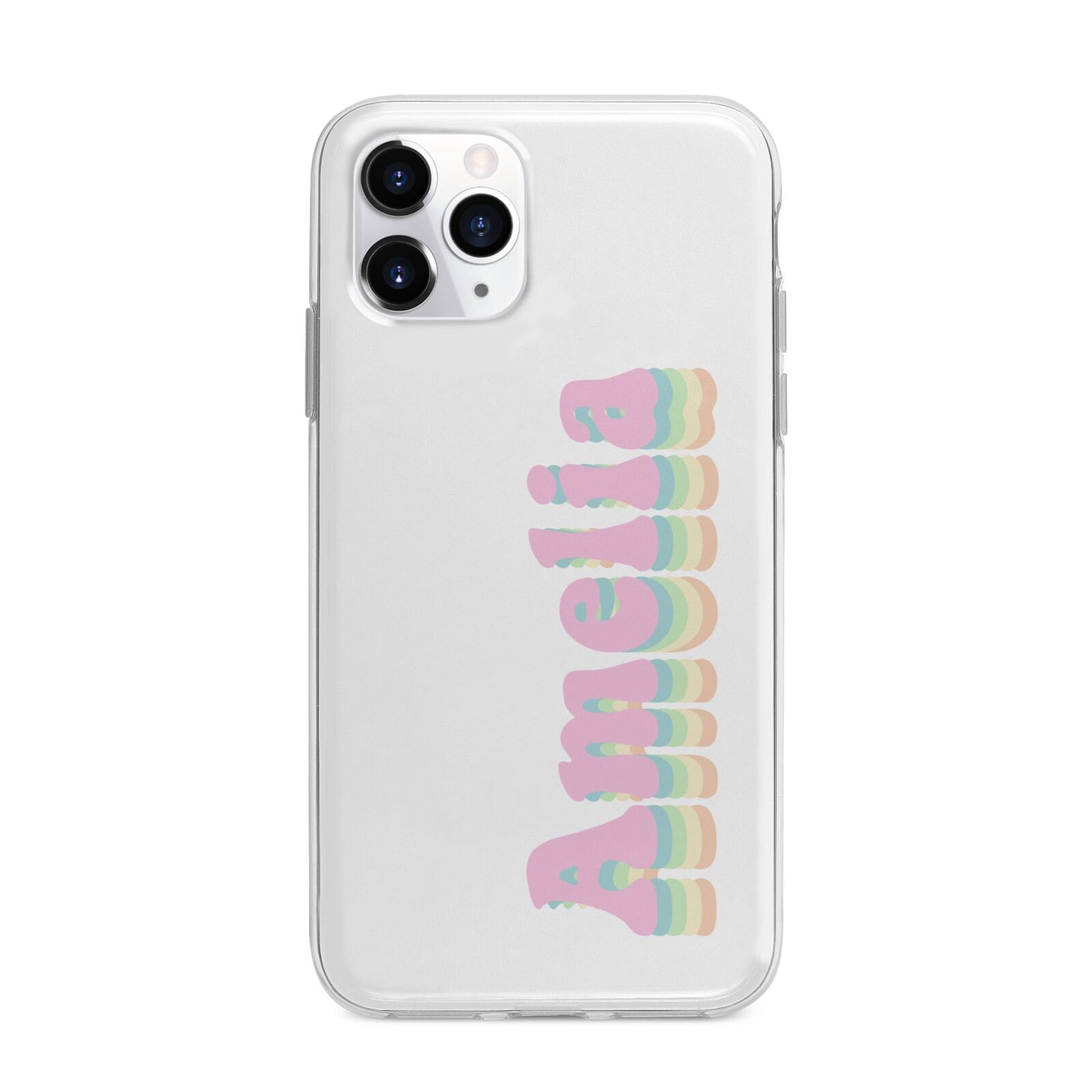 Personalised Hippy Name Apple iPhone 11 Pro Max in Silver with Bumper Case