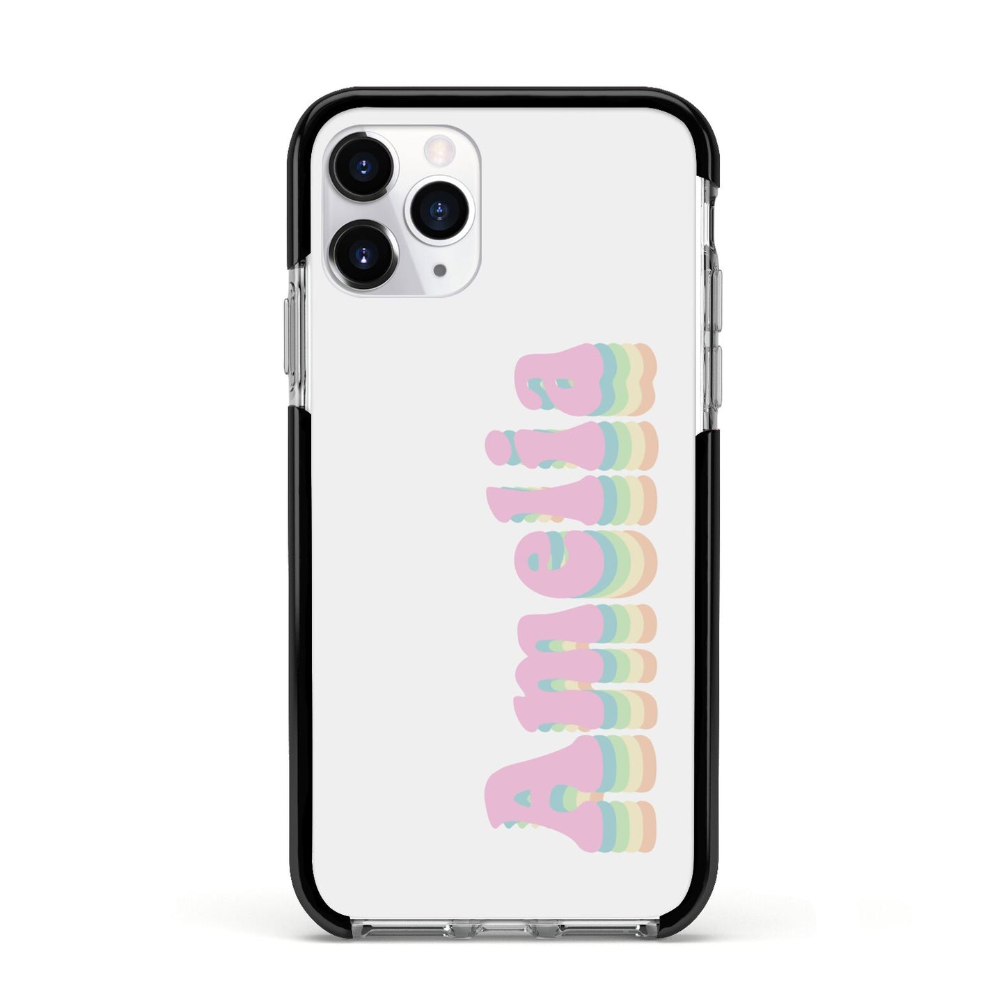 Personalised Hippy Name Apple iPhone 11 Pro in Silver with Black Impact Case