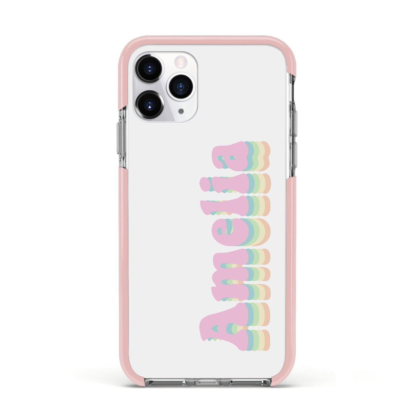 Personalised Hippy Name Apple iPhone 11 Pro in Silver with Pink Impact Case