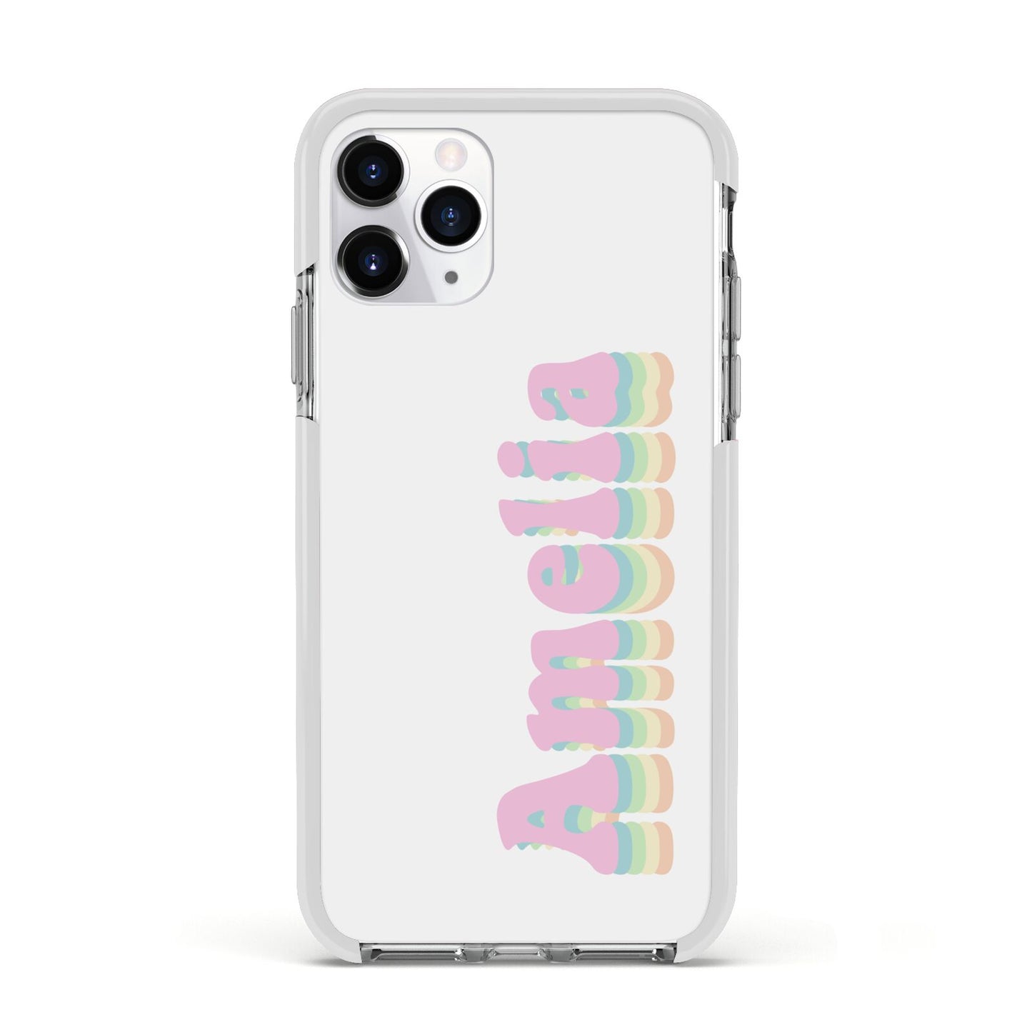 Personalised Hippy Name Apple iPhone 11 Pro in Silver with White Impact Case