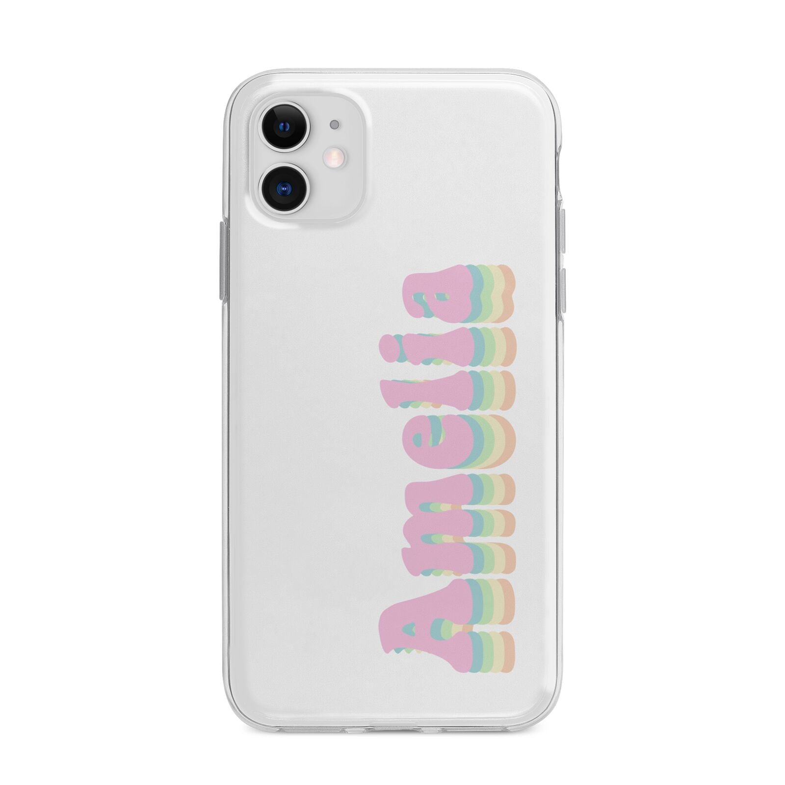 Personalised Hippy Name Apple iPhone 11 in White with Bumper Case