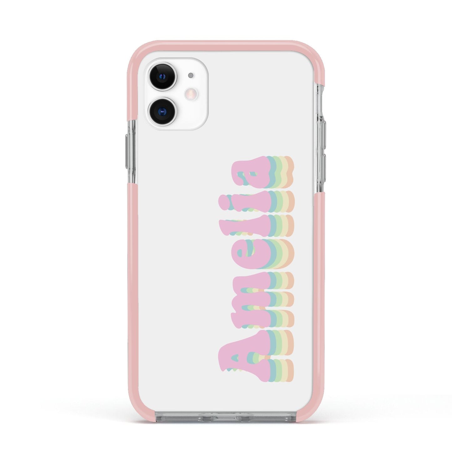 Personalised Hippy Name Apple iPhone 11 in White with Pink Impact Case