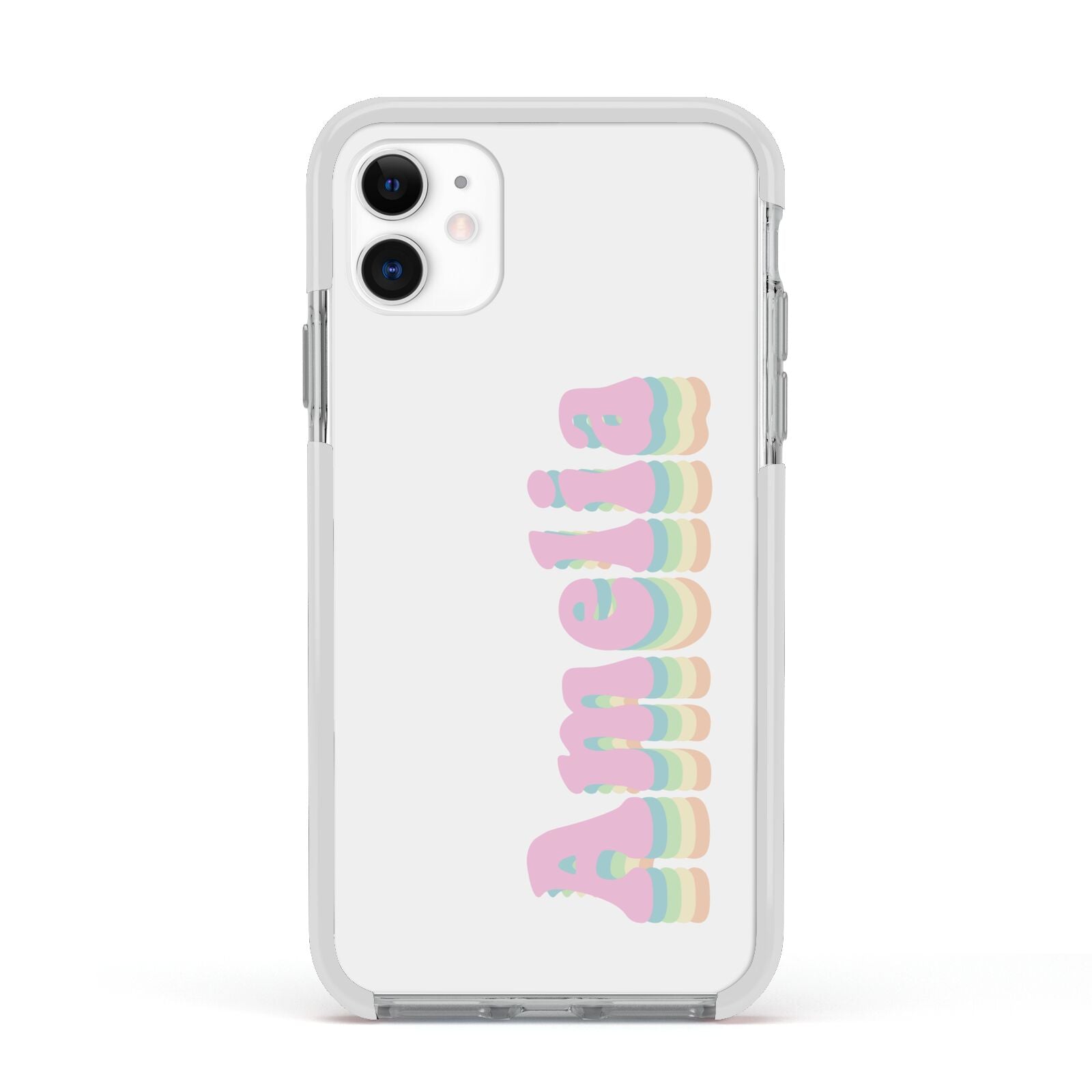 Personalised Hippy Name Apple iPhone 11 in White with White Impact Case