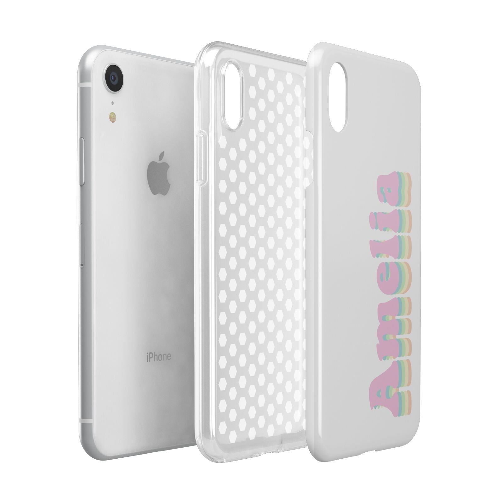 Personalised Hippy Name Apple iPhone XR White 3D Tough Case Expanded view