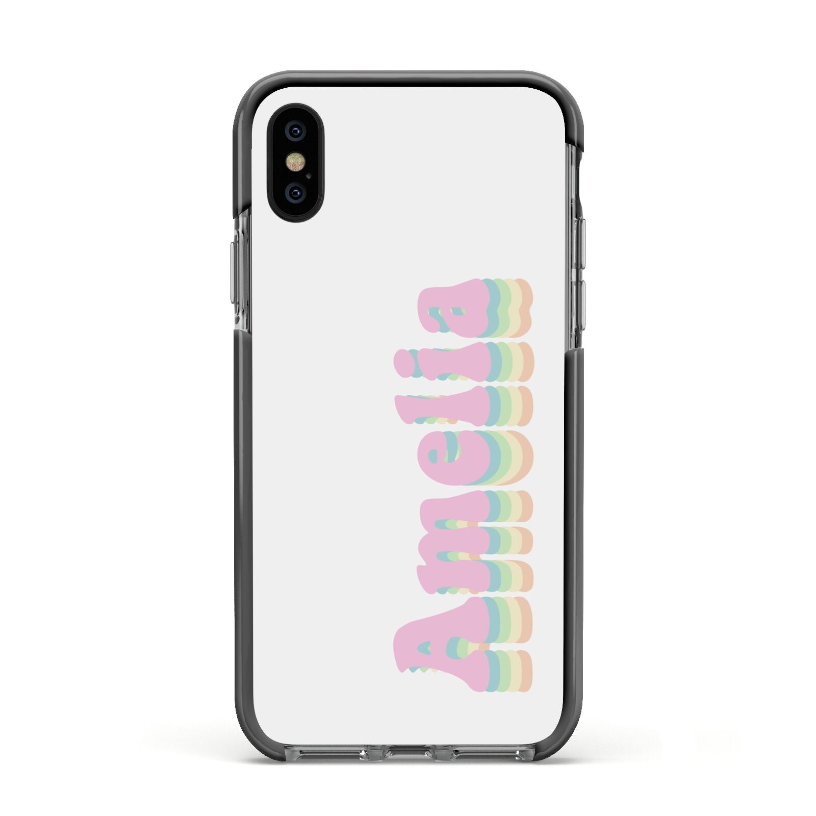 Personalised Hippy Name Apple iPhone Xs Impact Case Black Edge on Black Phone