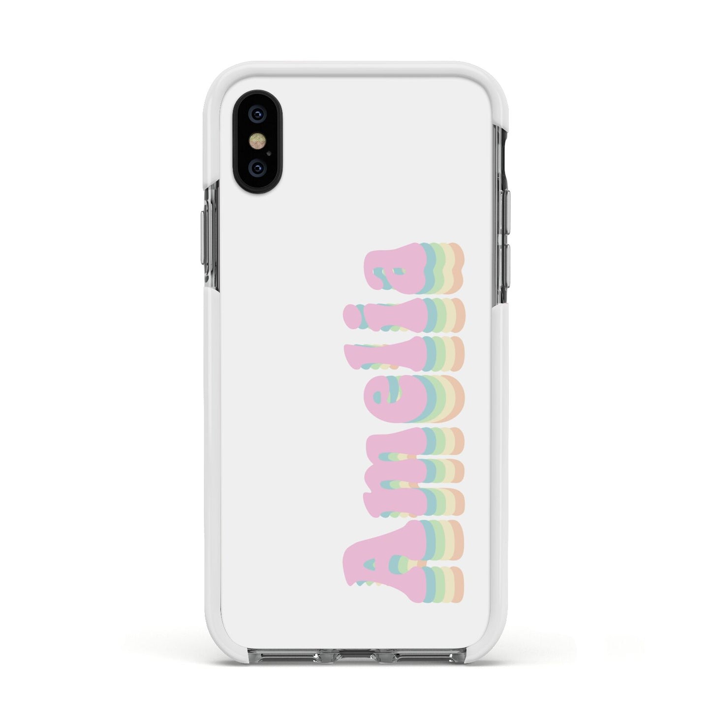 Personalised Hippy Name Apple iPhone Xs Impact Case White Edge on Black Phone