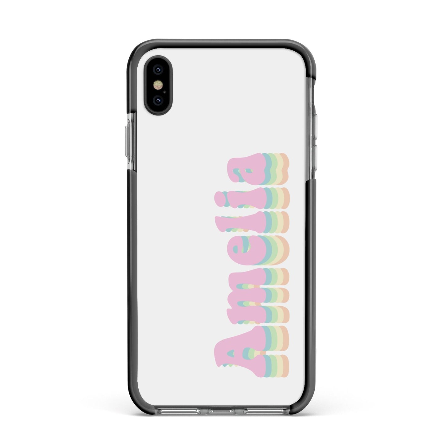 Personalised Hippy Name Apple iPhone Xs Max Impact Case Black Edge on Black Phone