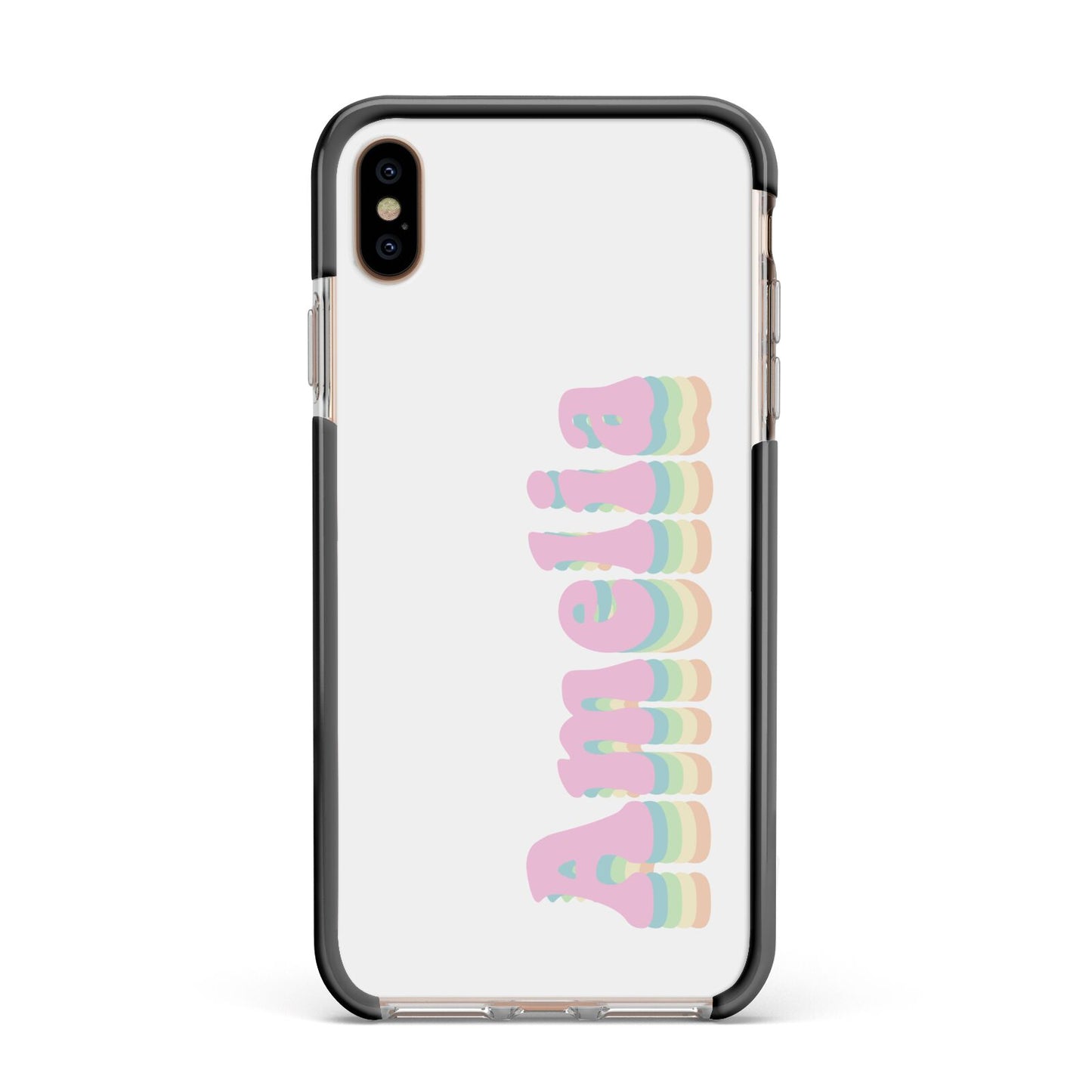 Personalised Hippy Name Apple iPhone Xs Max Impact Case Black Edge on Gold Phone