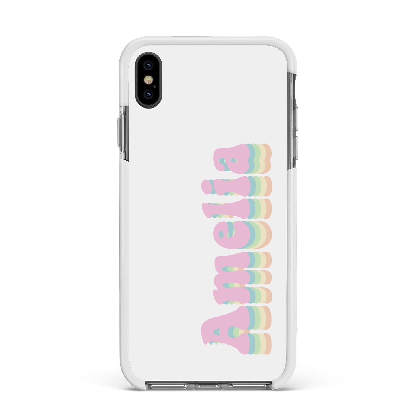 Personalised Hippy Name Apple iPhone Xs Max Impact Case White Edge on Black Phone