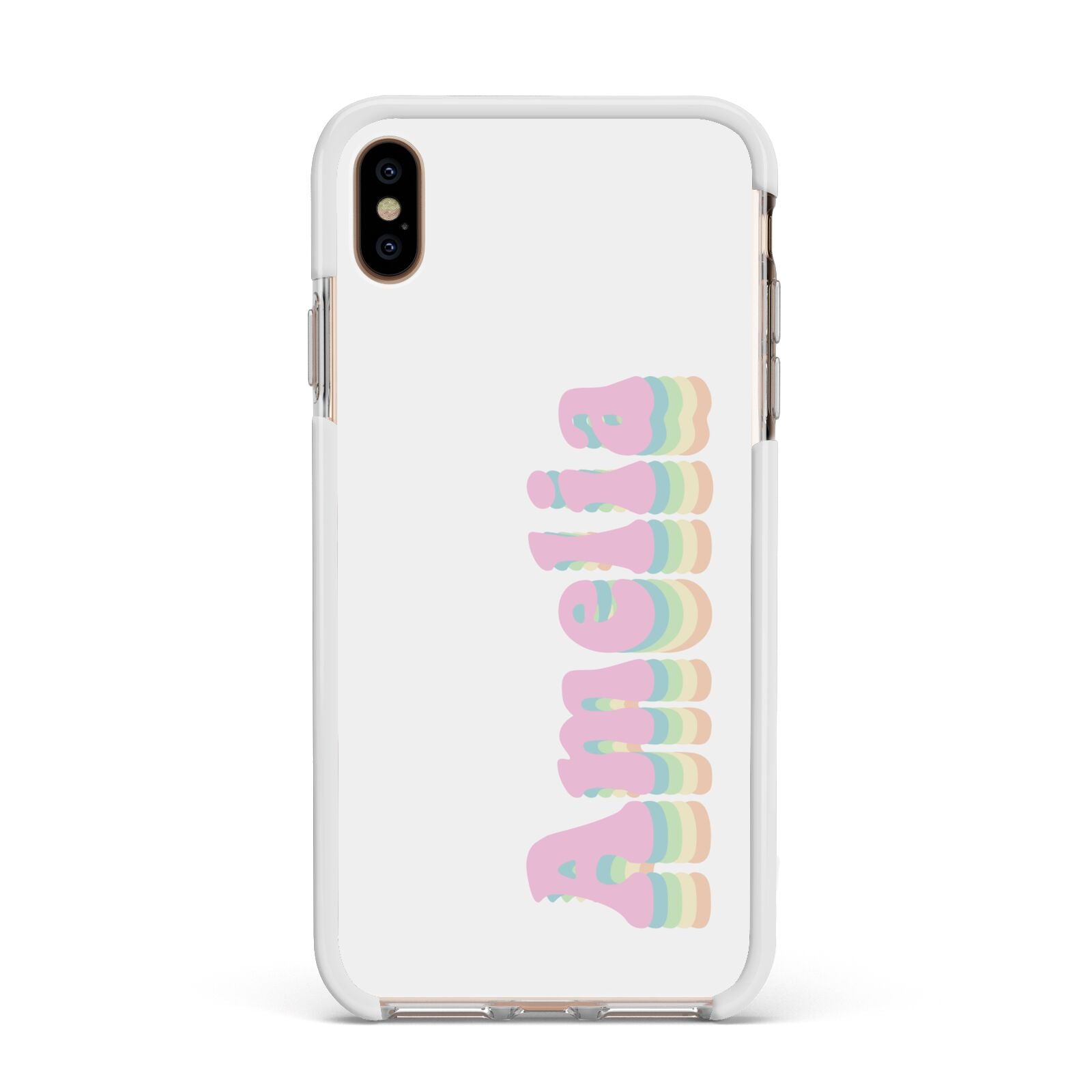 Personalised Hippy Name Apple iPhone Xs Max Impact Case White Edge on Gold Phone