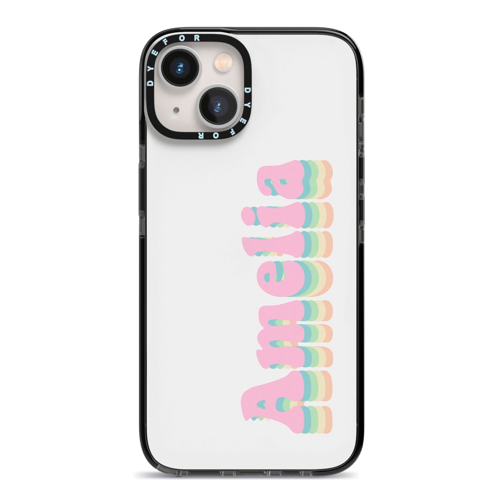 Personalised Hippy Name iPhone 13 Black Impact Case on Silver phone