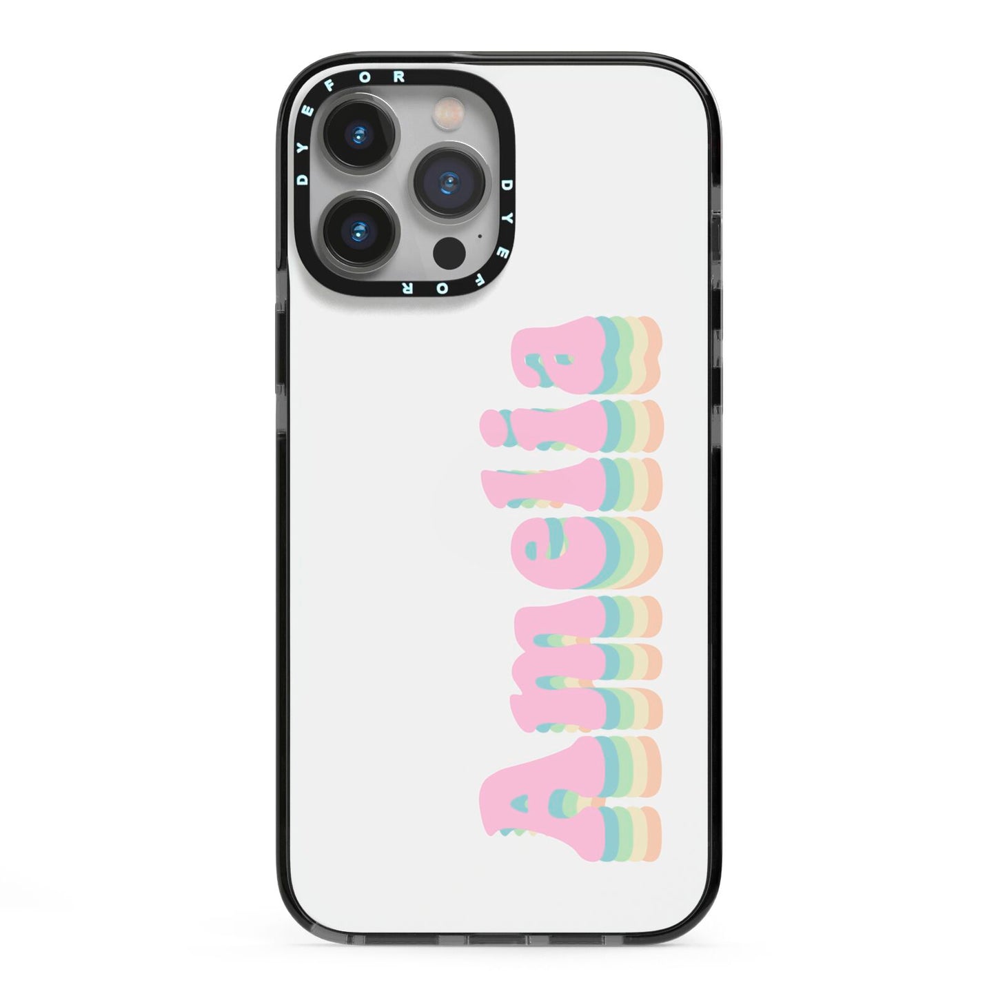 Personalised Hippy Name iPhone 13 Pro Max Black Impact Case on Silver phone