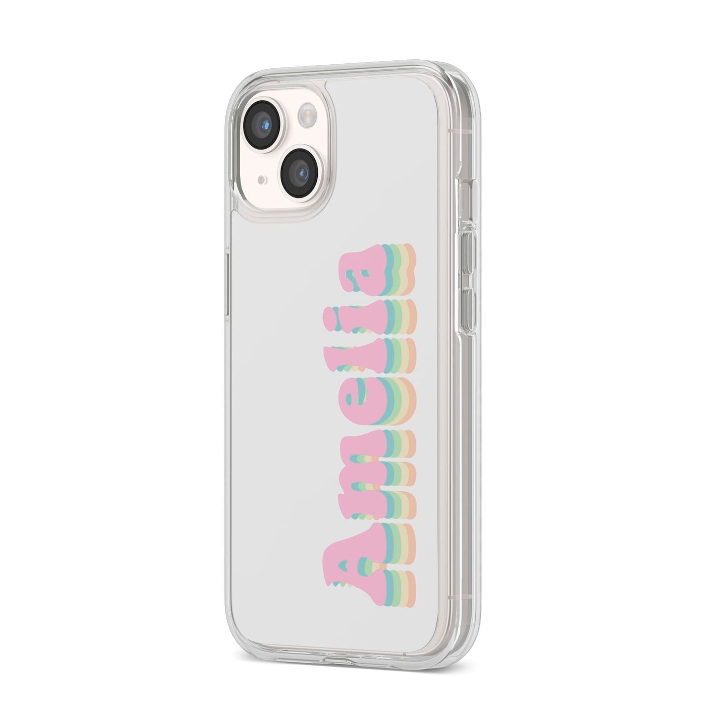 Personalised Hippy Name iPhone 14 Clear Tough Case Starlight Angled Image