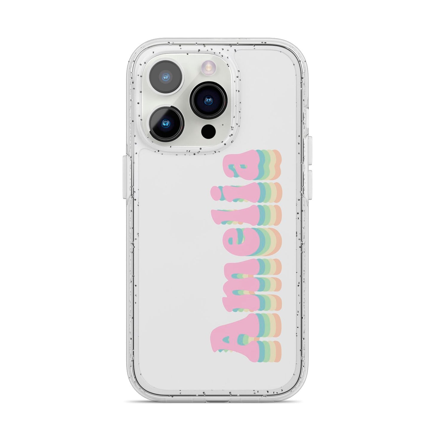 Personalised Hippy Name iPhone 14 Pro Glitter Tough Case Silver