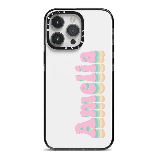 Personalised Hippy Name iPhone 14 Pro Max Black Impact Case on Silver phone