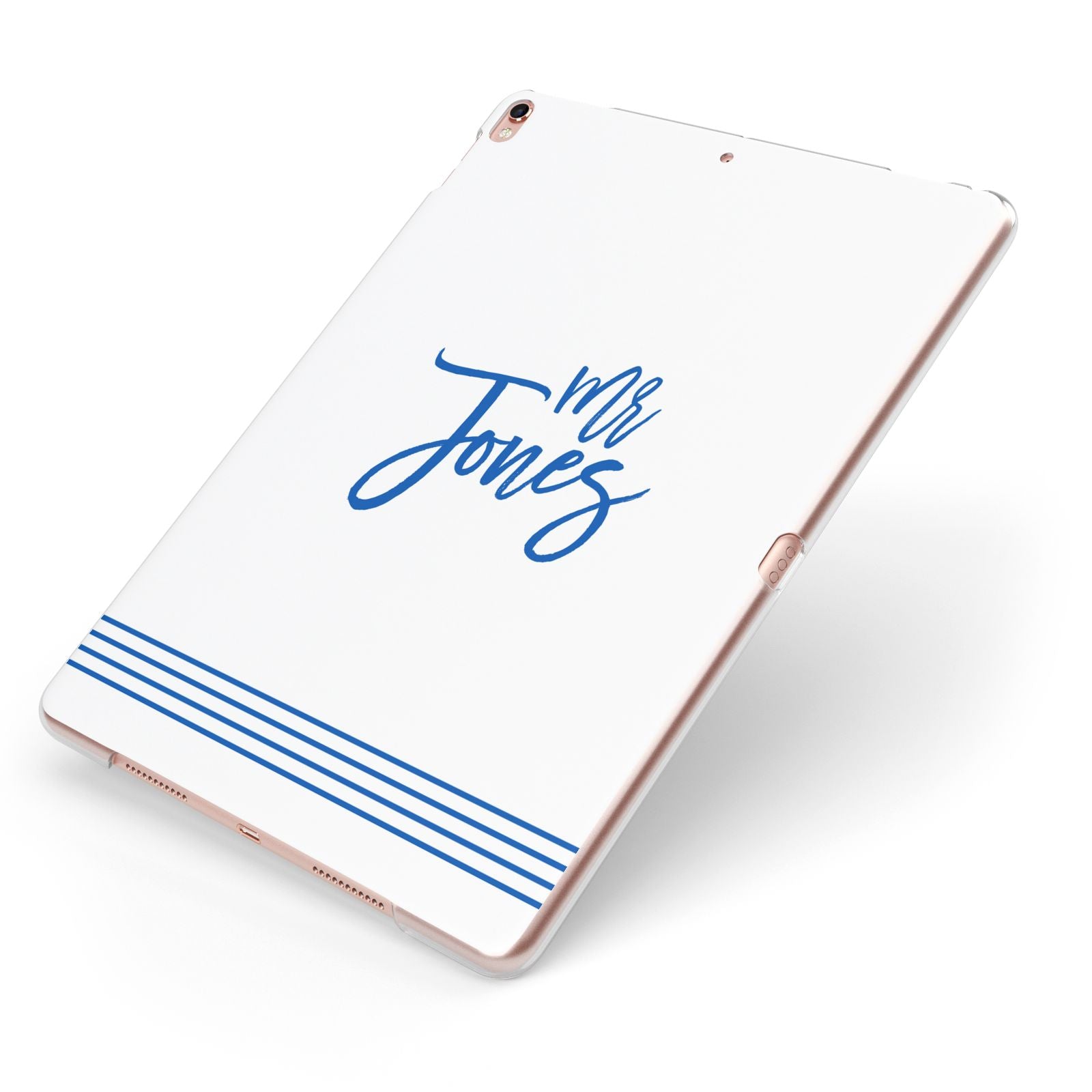 Personalised His Apple iPad Case on Rose Gold iPad Side View