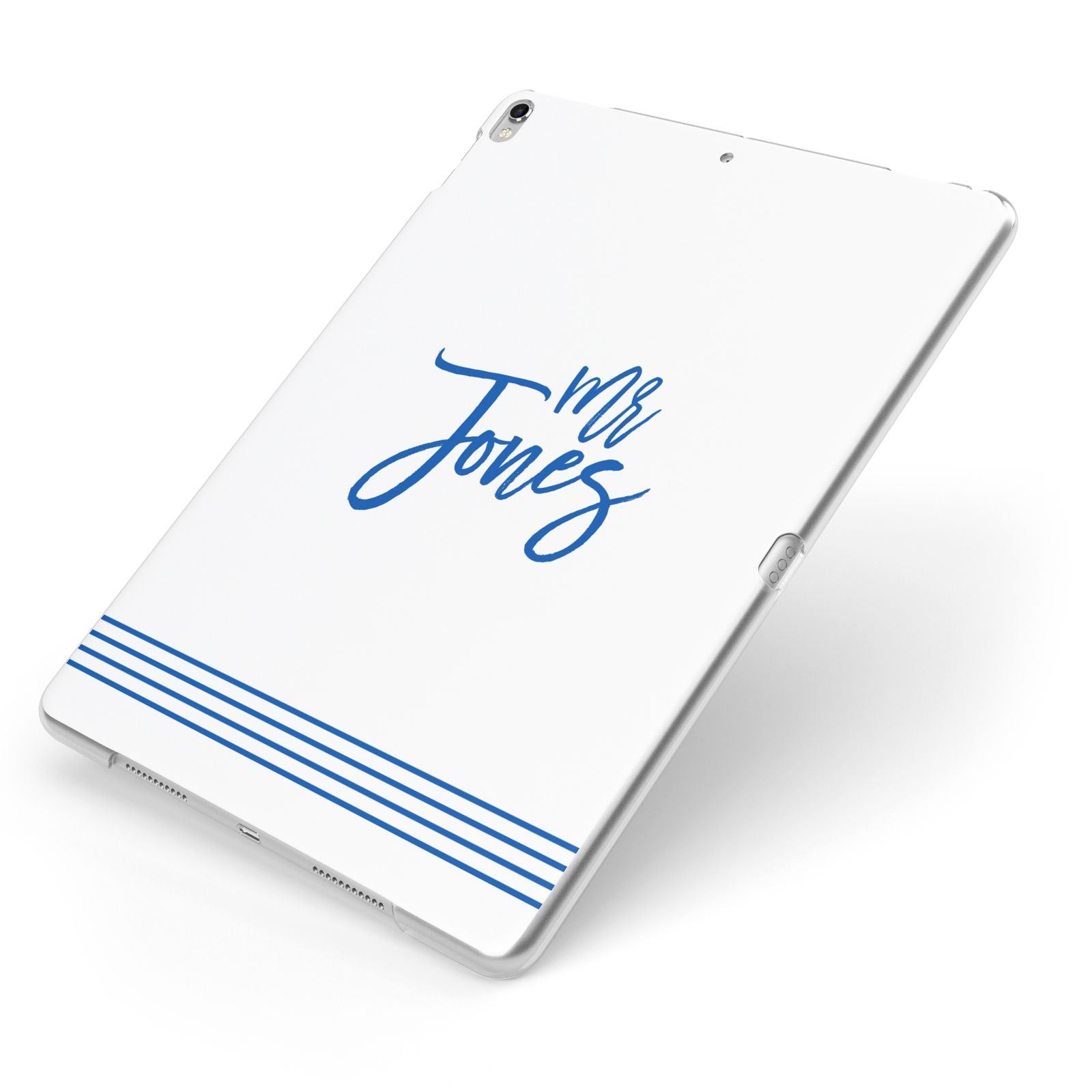 Personalised His Apple iPad Case on Silver iPad Side View