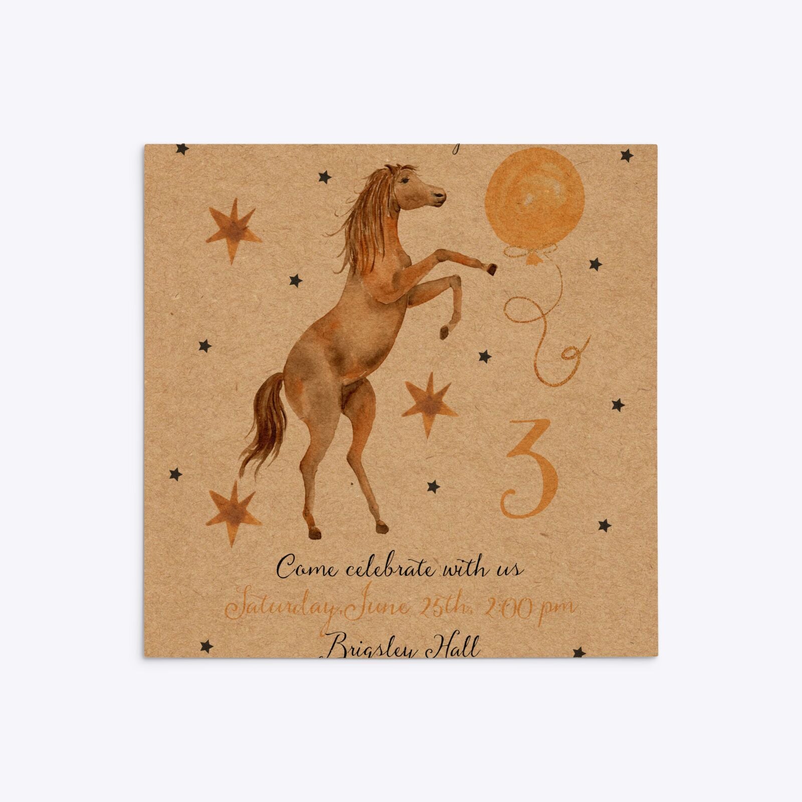 Personalised Horse Happy Birthday Square 5 25x5 25 Invitation Kraft