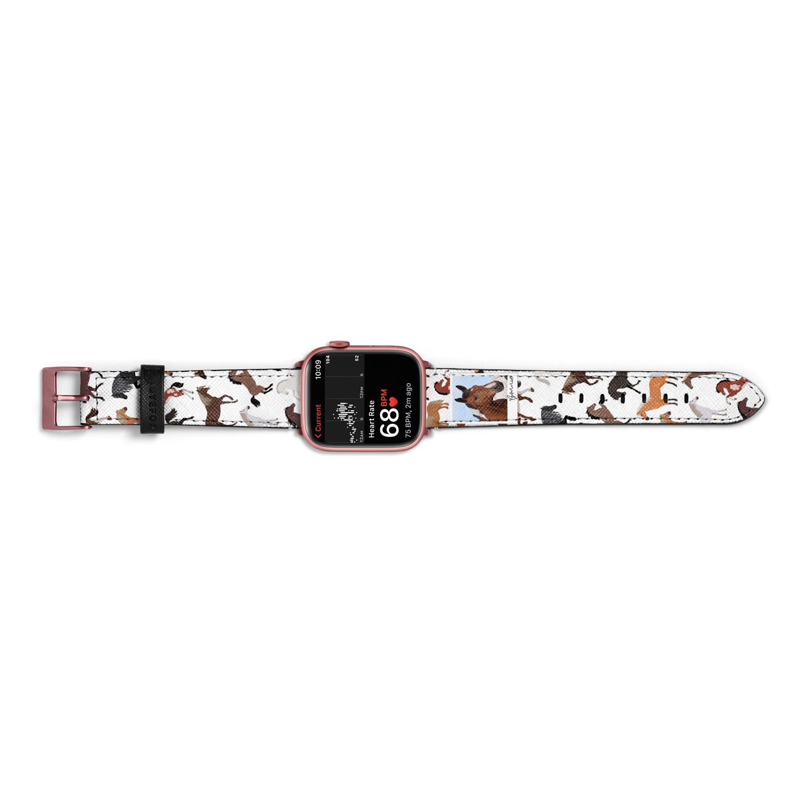 Personalised Horse Photo Apple Watch Strap Size 38mm Landscape Image Rose Gold Hardware