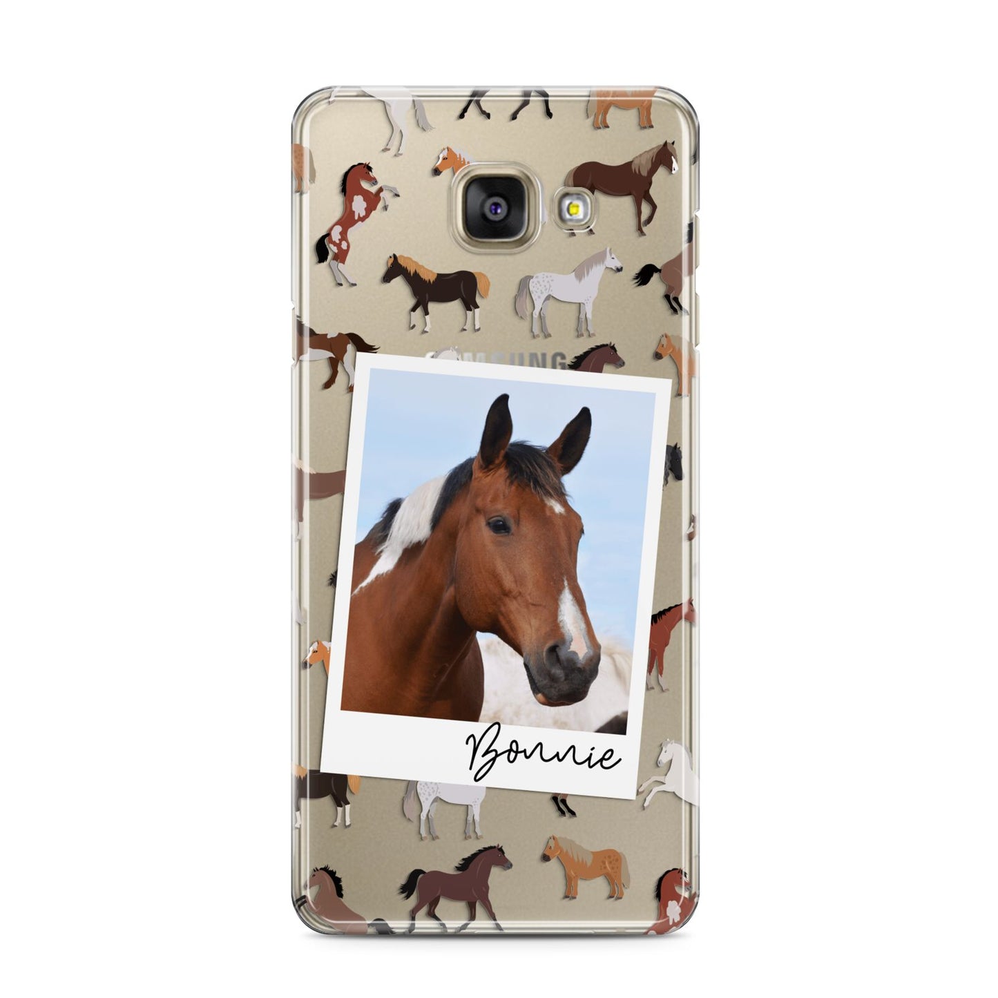 Personalised Horse Photo Samsung Galaxy A3 2016 Case on gold phone