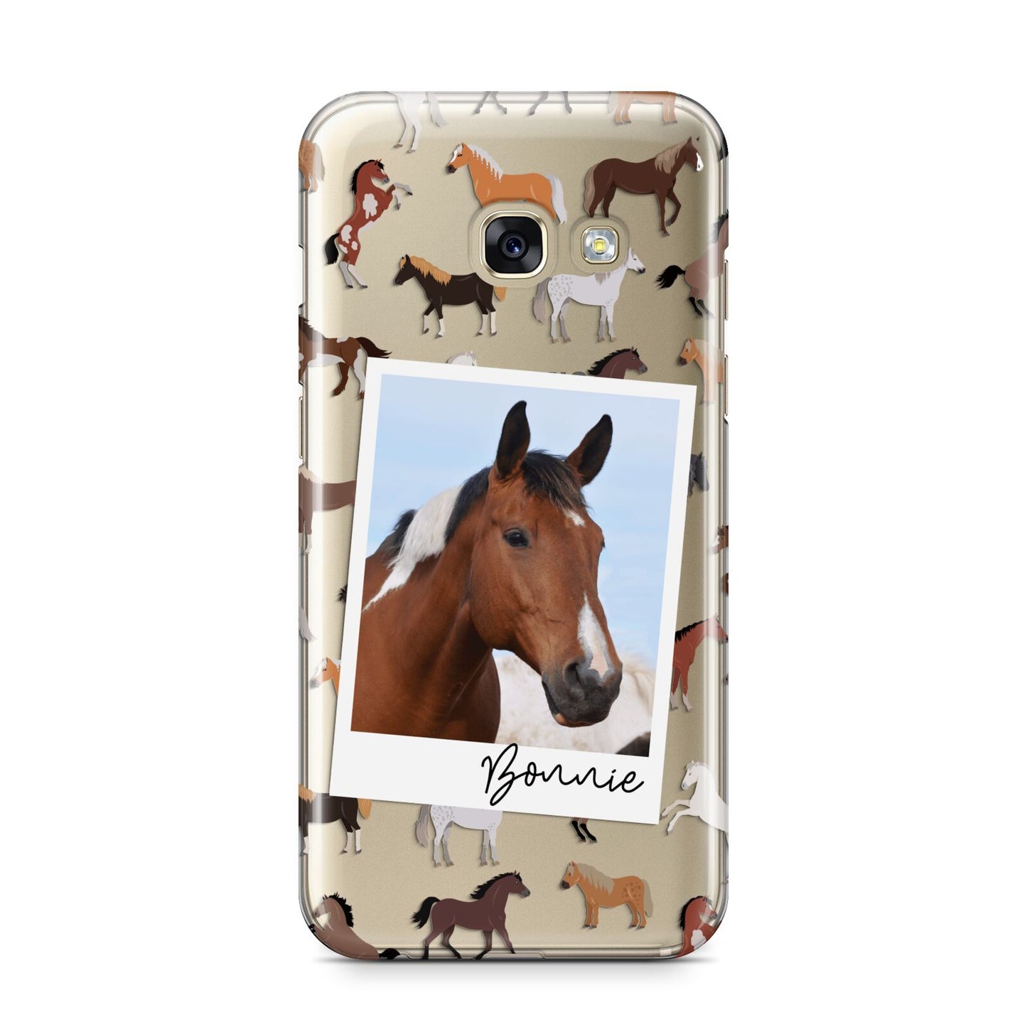 Personalised Horse Photo Samsung Galaxy A3 2017 Case on gold phone