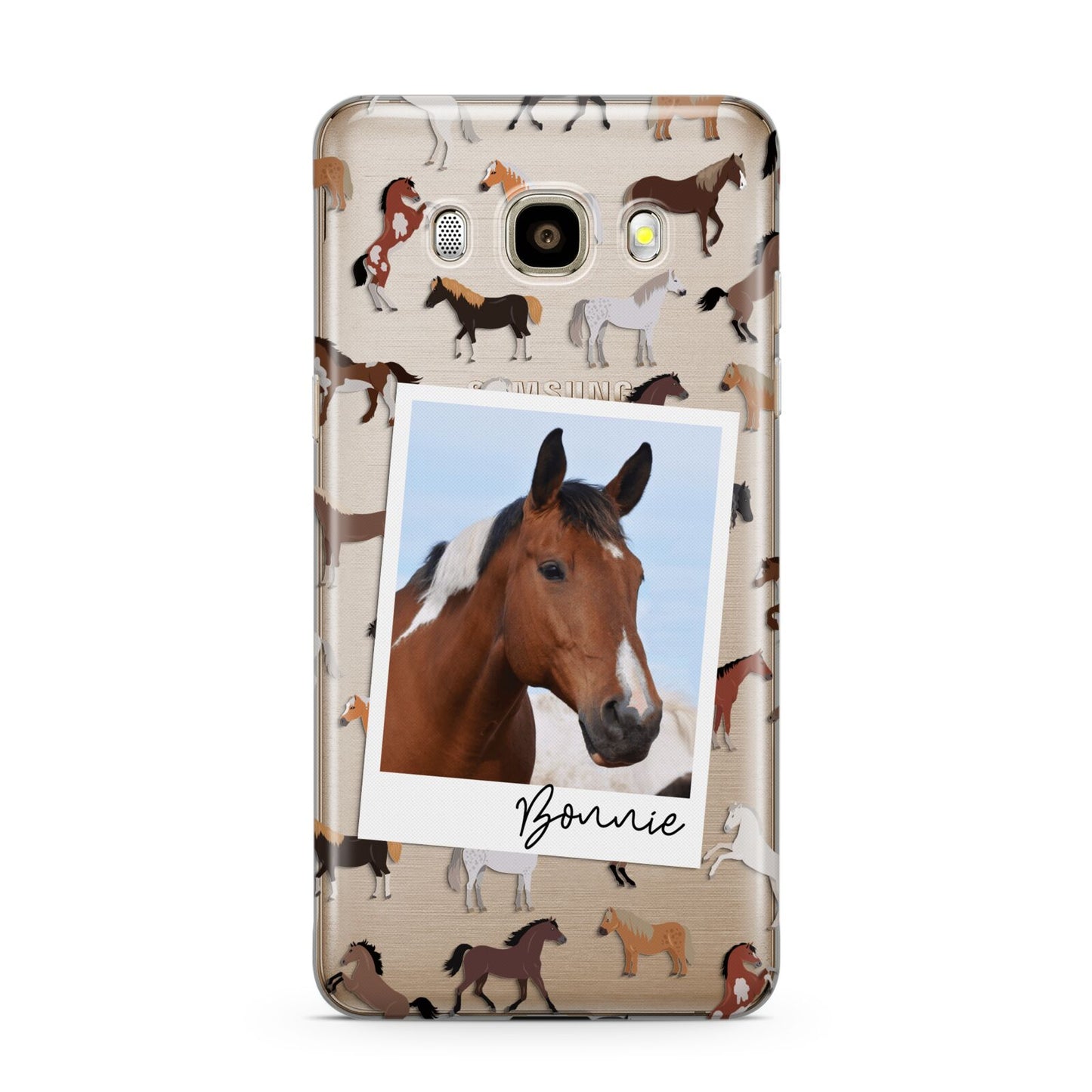 Personalised Horse Photo Samsung Galaxy J7 2016 Case on gold phone