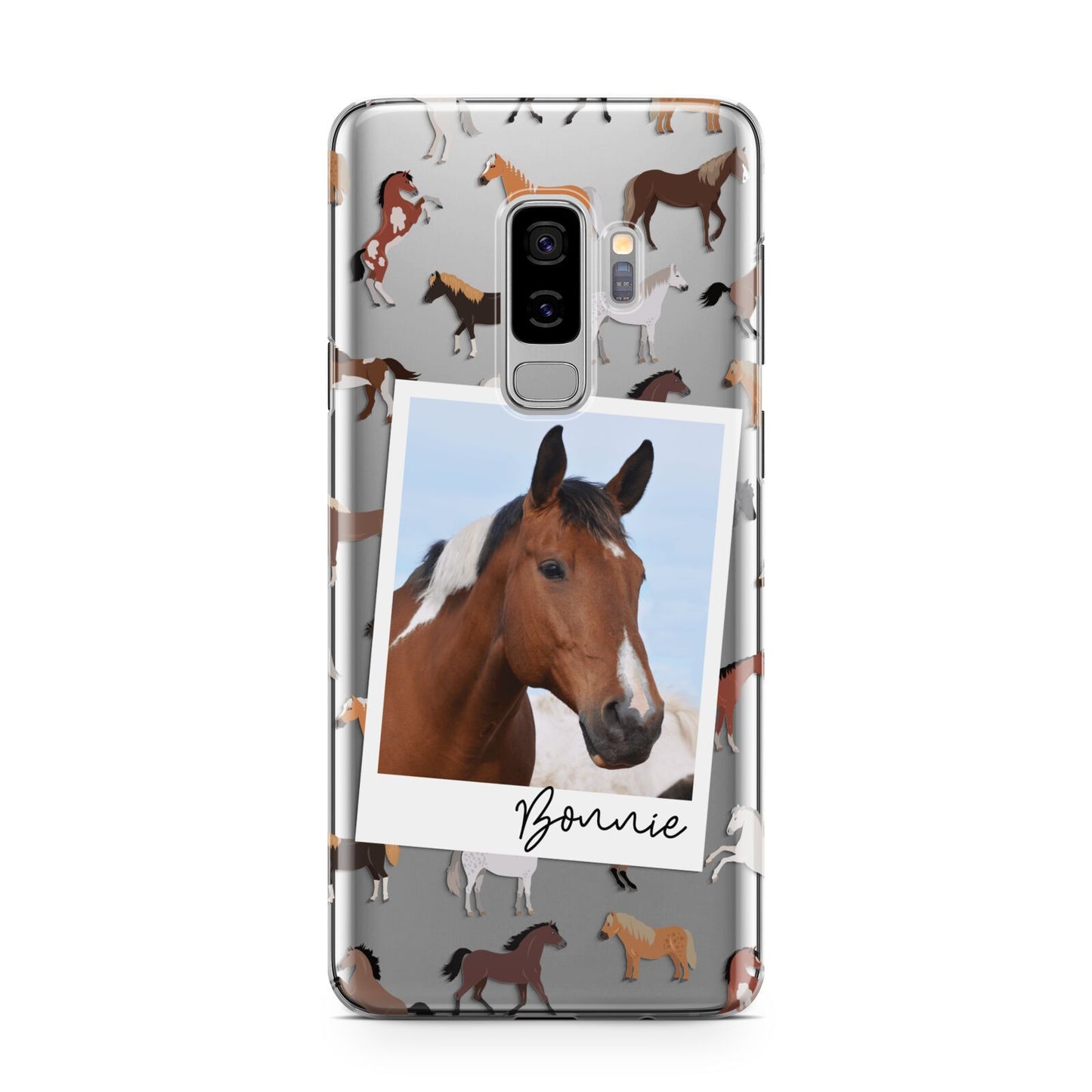 Personalised Horse Photo Samsung Galaxy S9 Plus Case on Silver phone