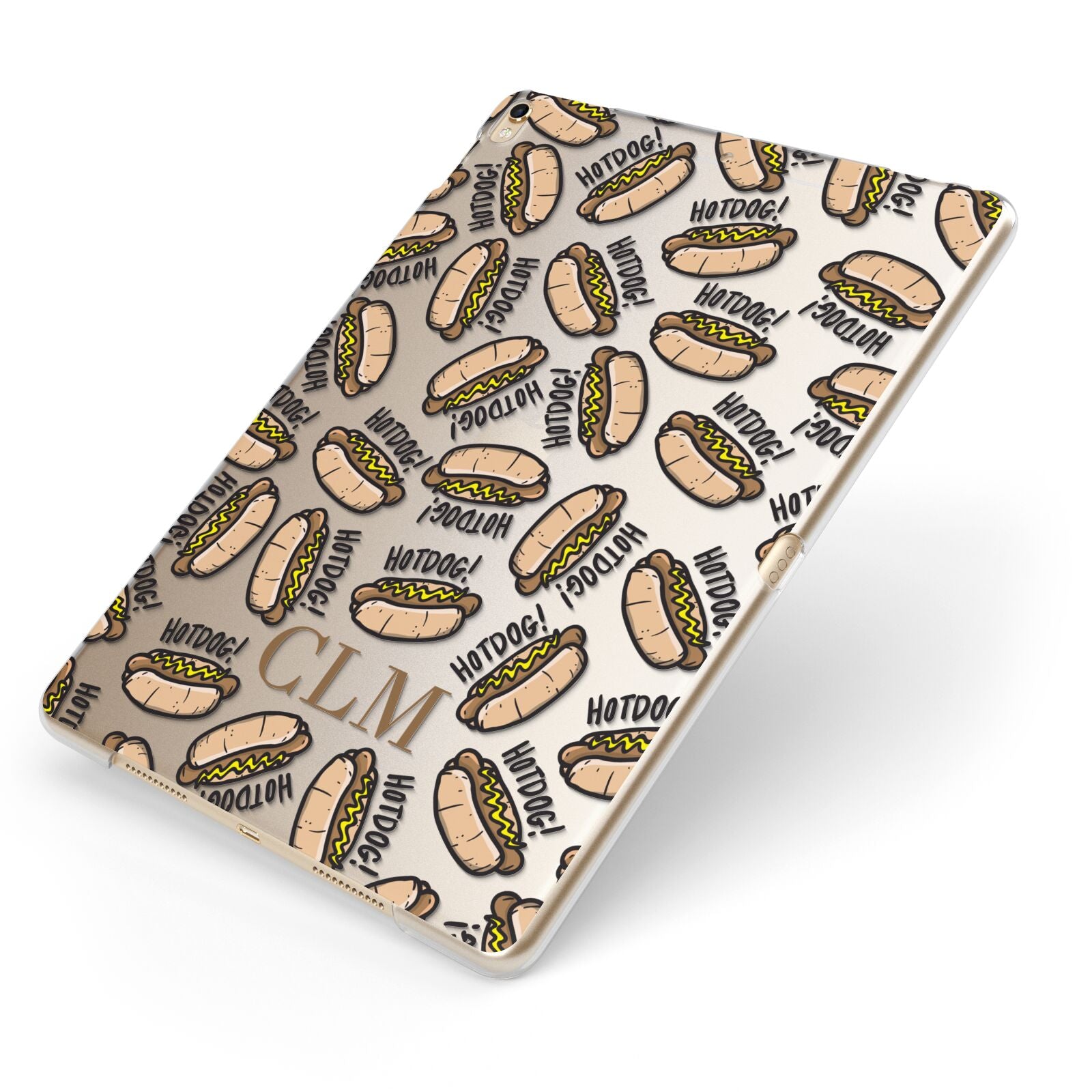 Personalised Hot Dog Initials Apple iPad Case on Gold iPad Side View