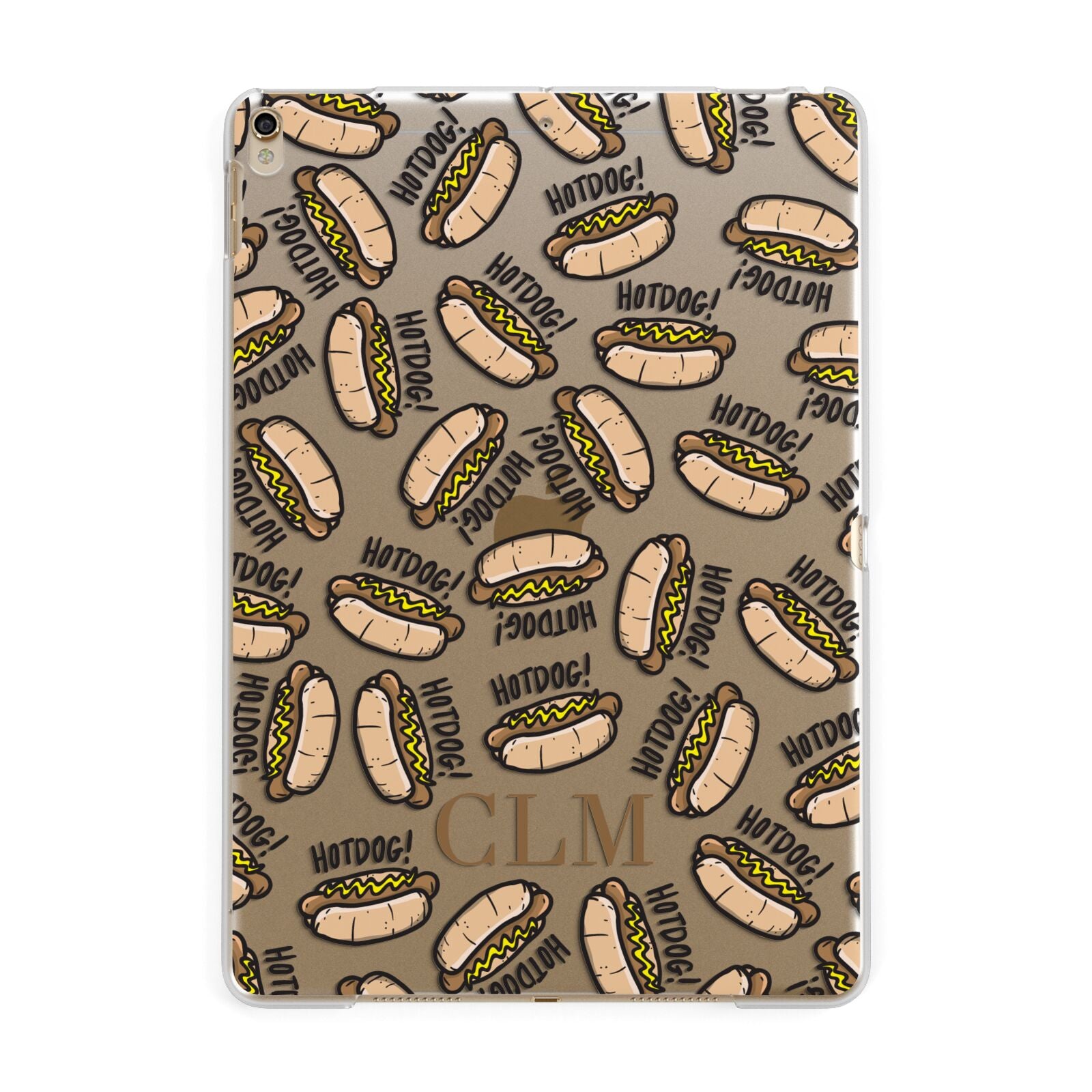 Personalised Hot Dog Initials Apple iPad Gold Case