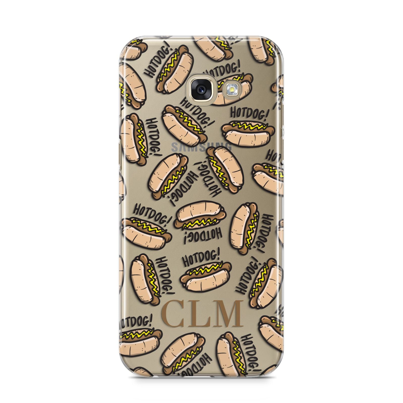 Personalised Hot Dog Initials Samsung Galaxy A5 2017 Case on gold phone