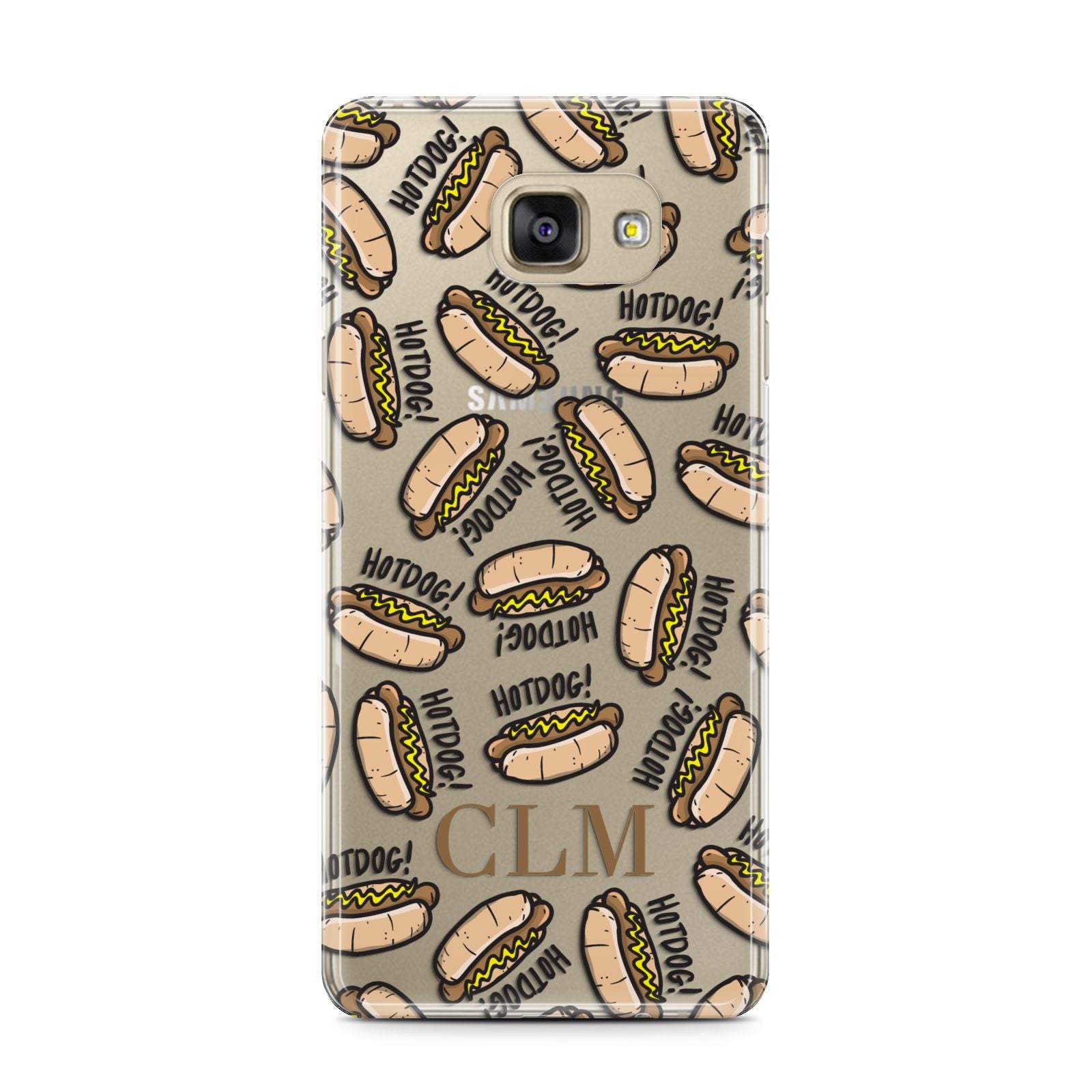 Personalised Hot Dog Initials Samsung Galaxy A7 2016 Case on gold phone