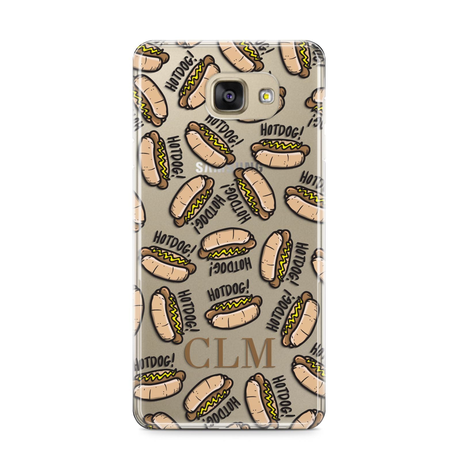 Personalised Hot Dog Initials Samsung Galaxy A9 2016 Case on gold phone