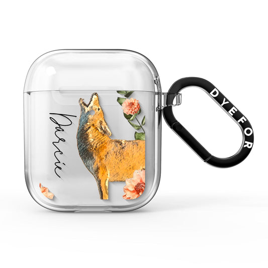 Personalised Howling Wolf AirPods Clear Case