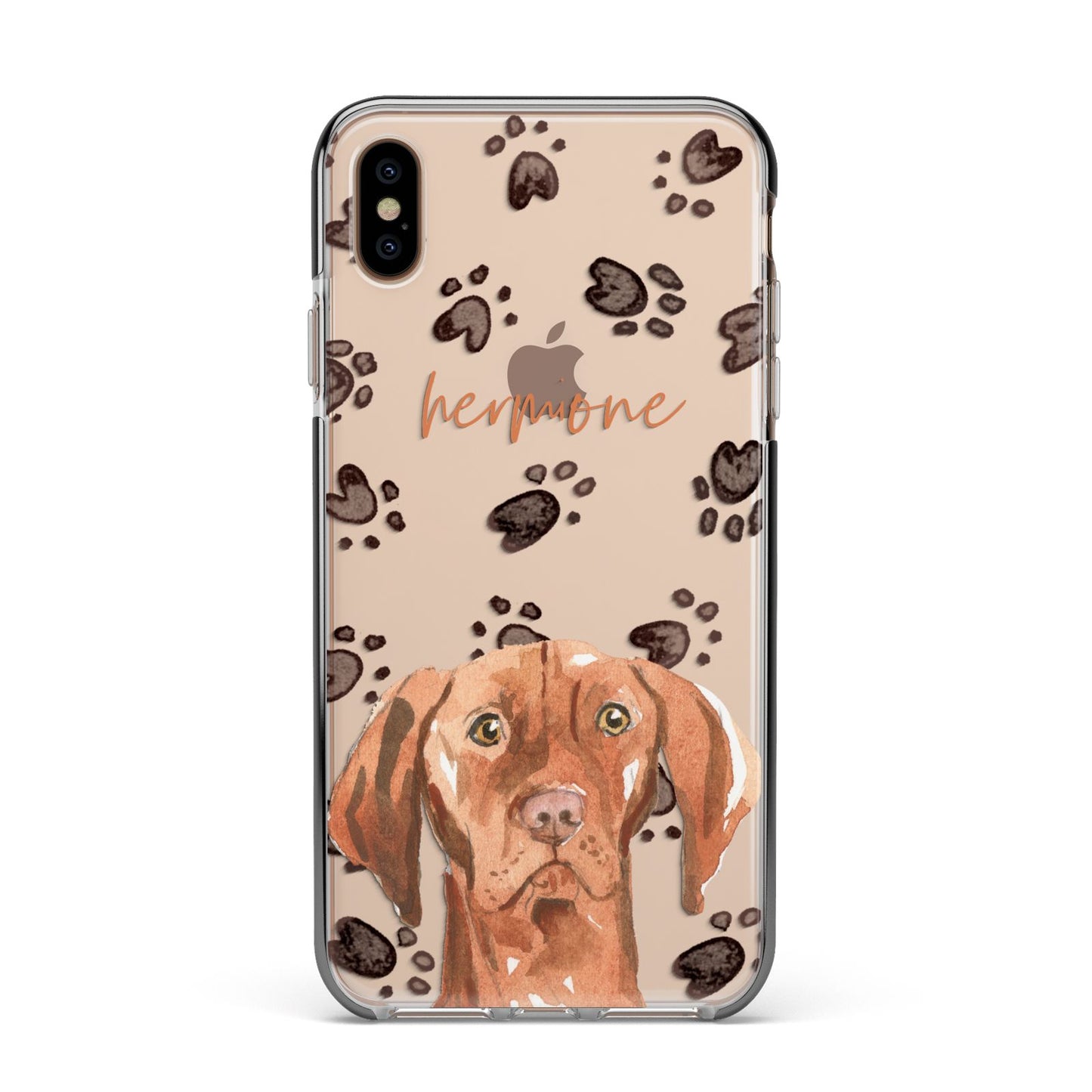 Personalised Hungarian Vizsla Apple iPhone Xs Max Impact Case Black Edge on Gold Phone